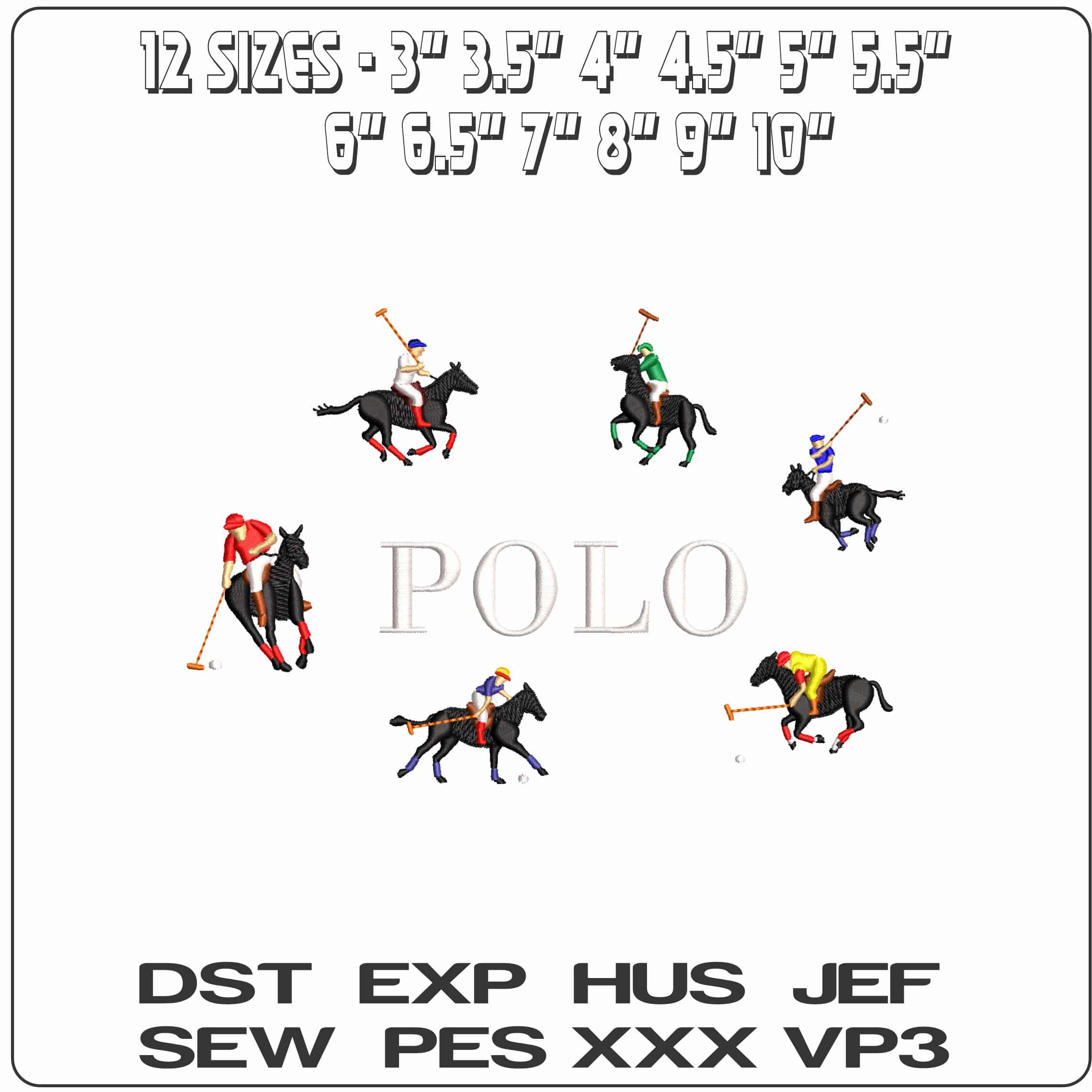 Polo with Polo playeers Brand   - Elegant embroidery design file-instant download — view 2