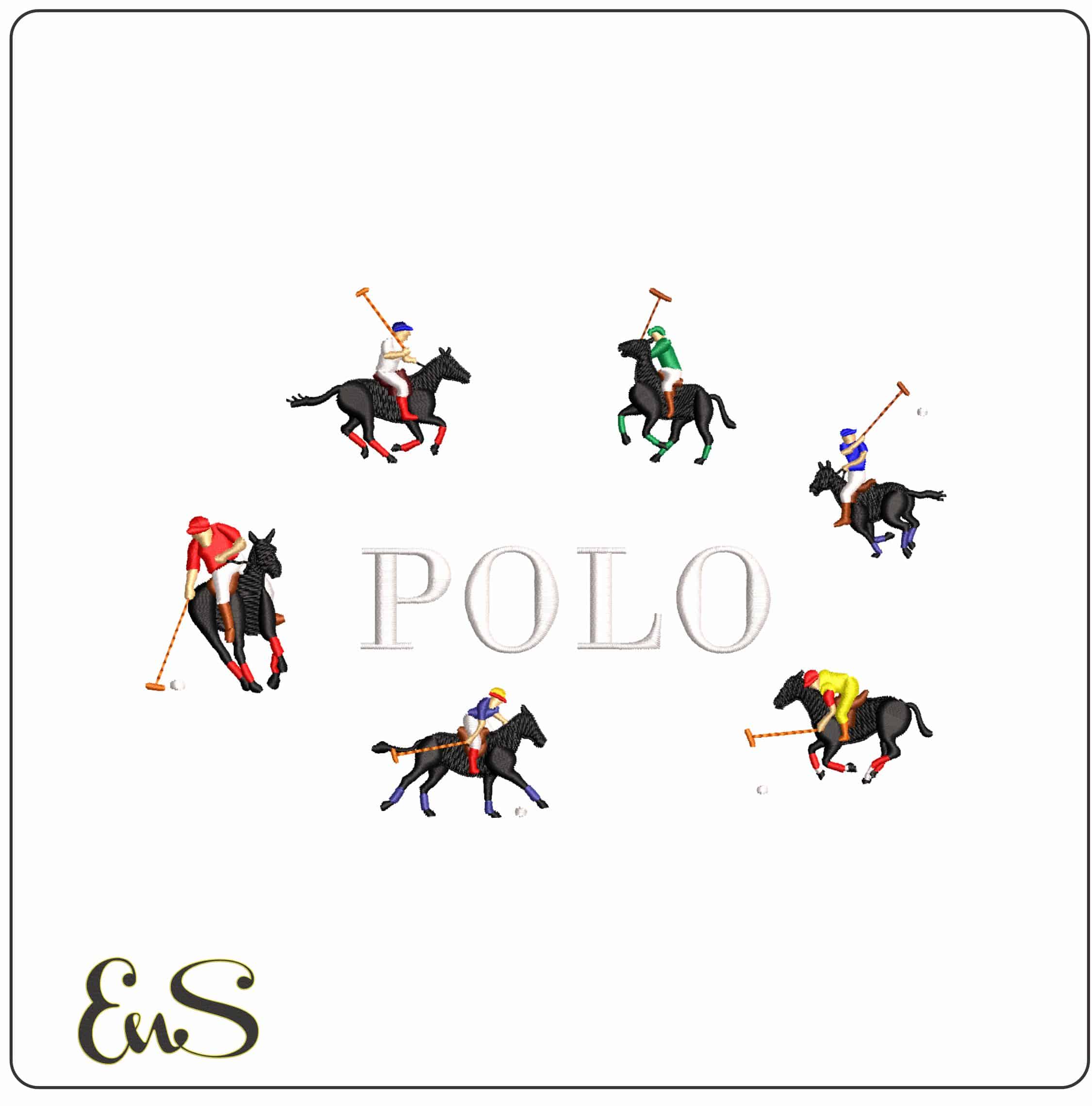 Polo with Polo playeers Brand   - Elegant embroidery design file-instant download