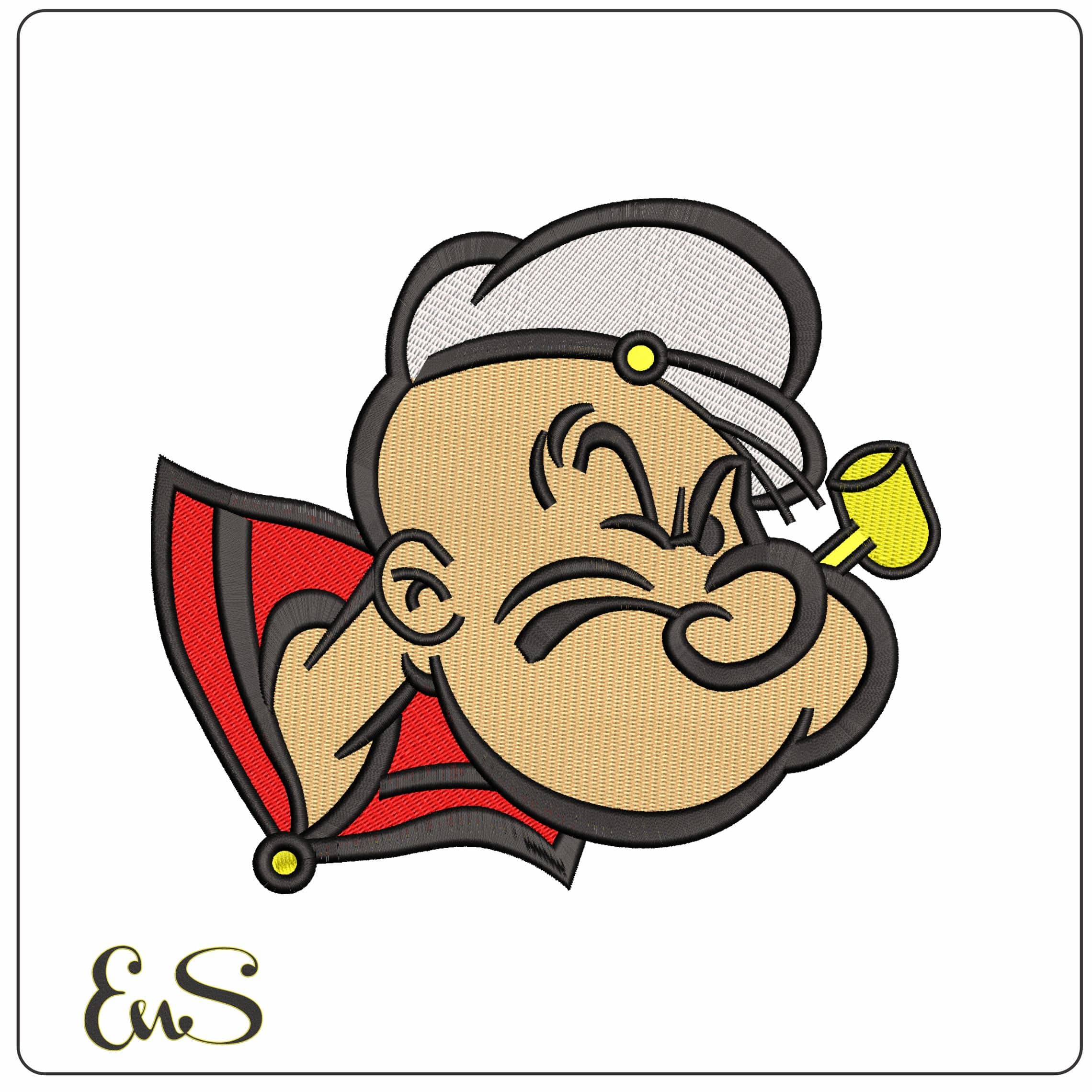 Popeye Head Cartoon   - Elegant embroidery design file-instant download