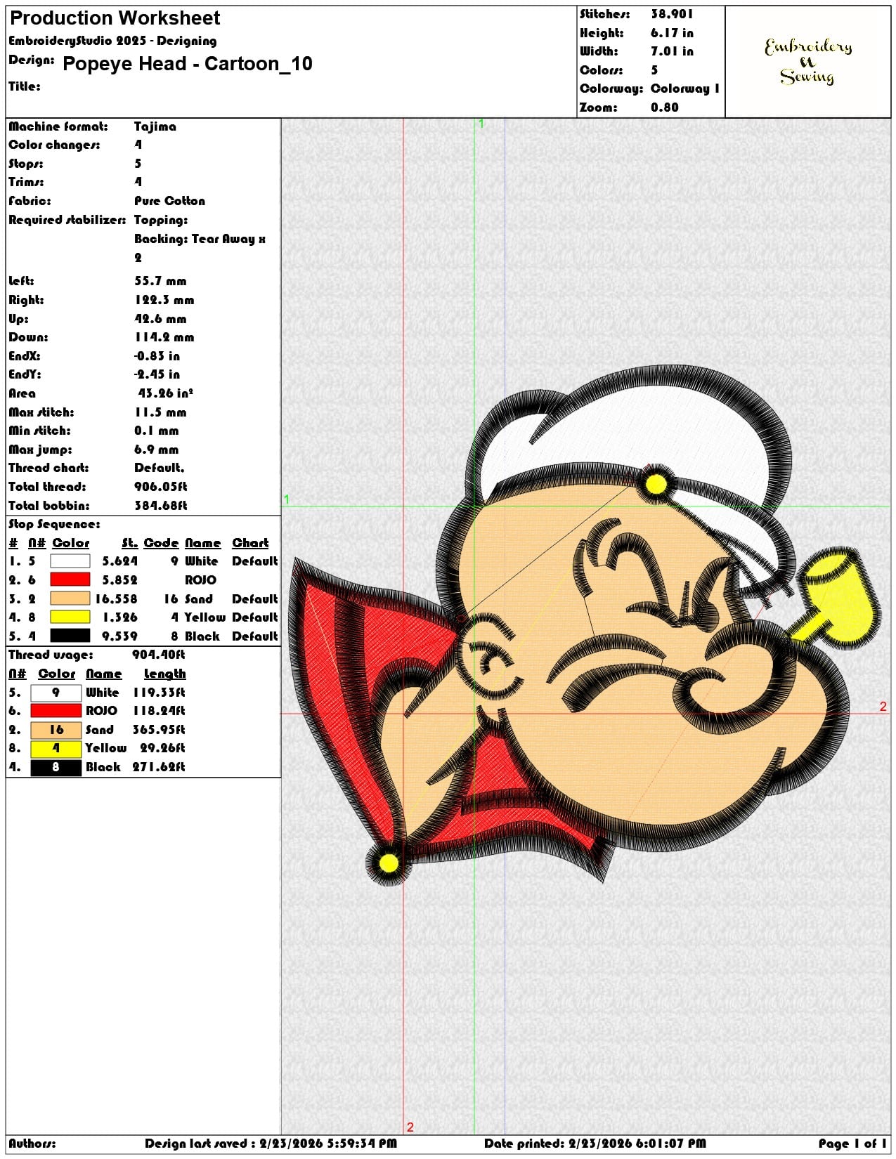 Popeye Head Cartoon   - Elegant embroidery design file-instant download — view 3