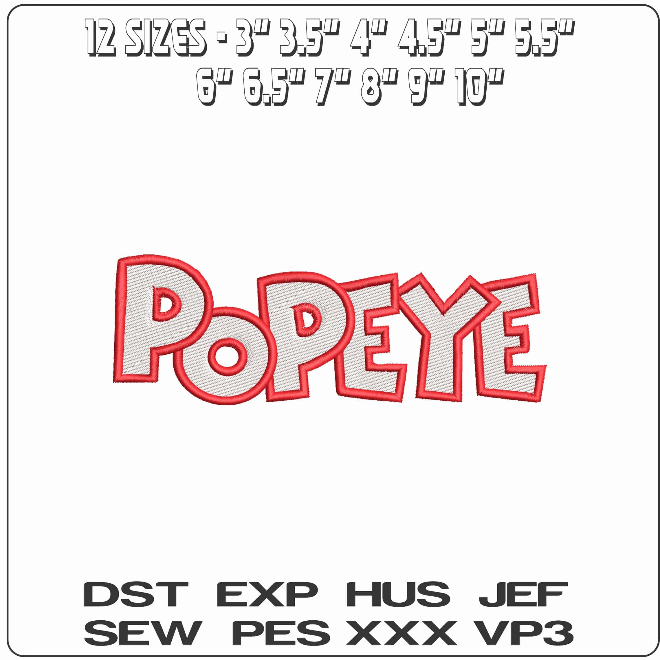 Popeye Logo   - Elegant embroidery design file-instant download — view 2