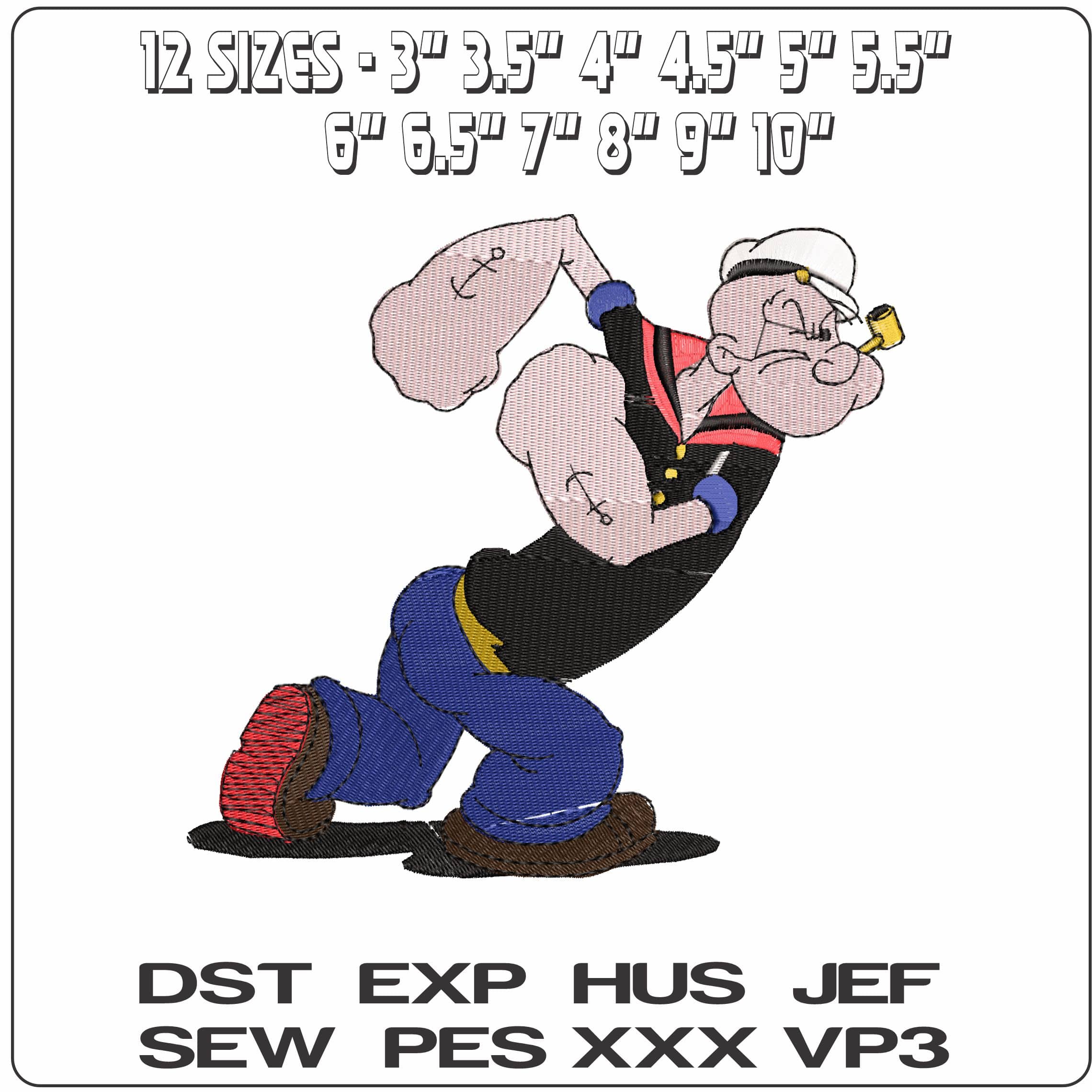 Popeye with Charging   - Elegant embroidery design file-instant download — view 2