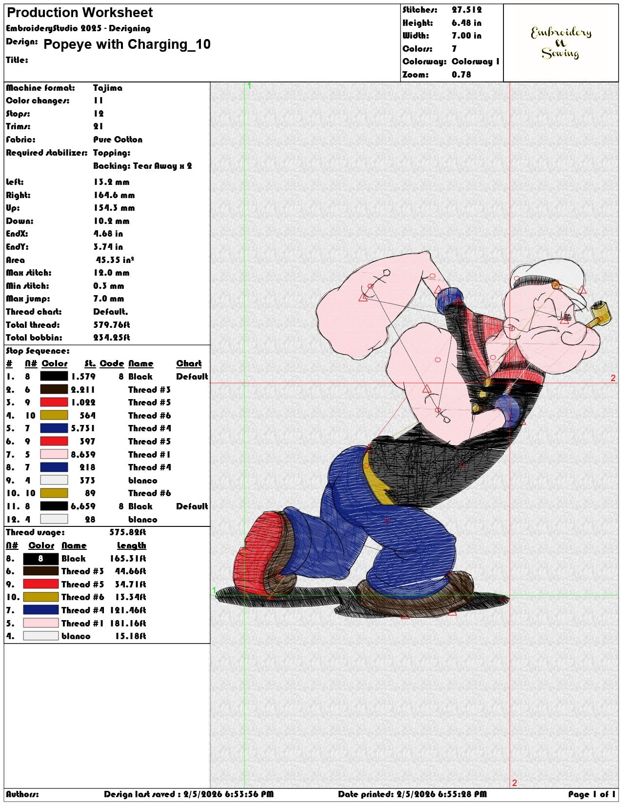 Popeye with Charging   - Elegant embroidery design file-instant download — view 3