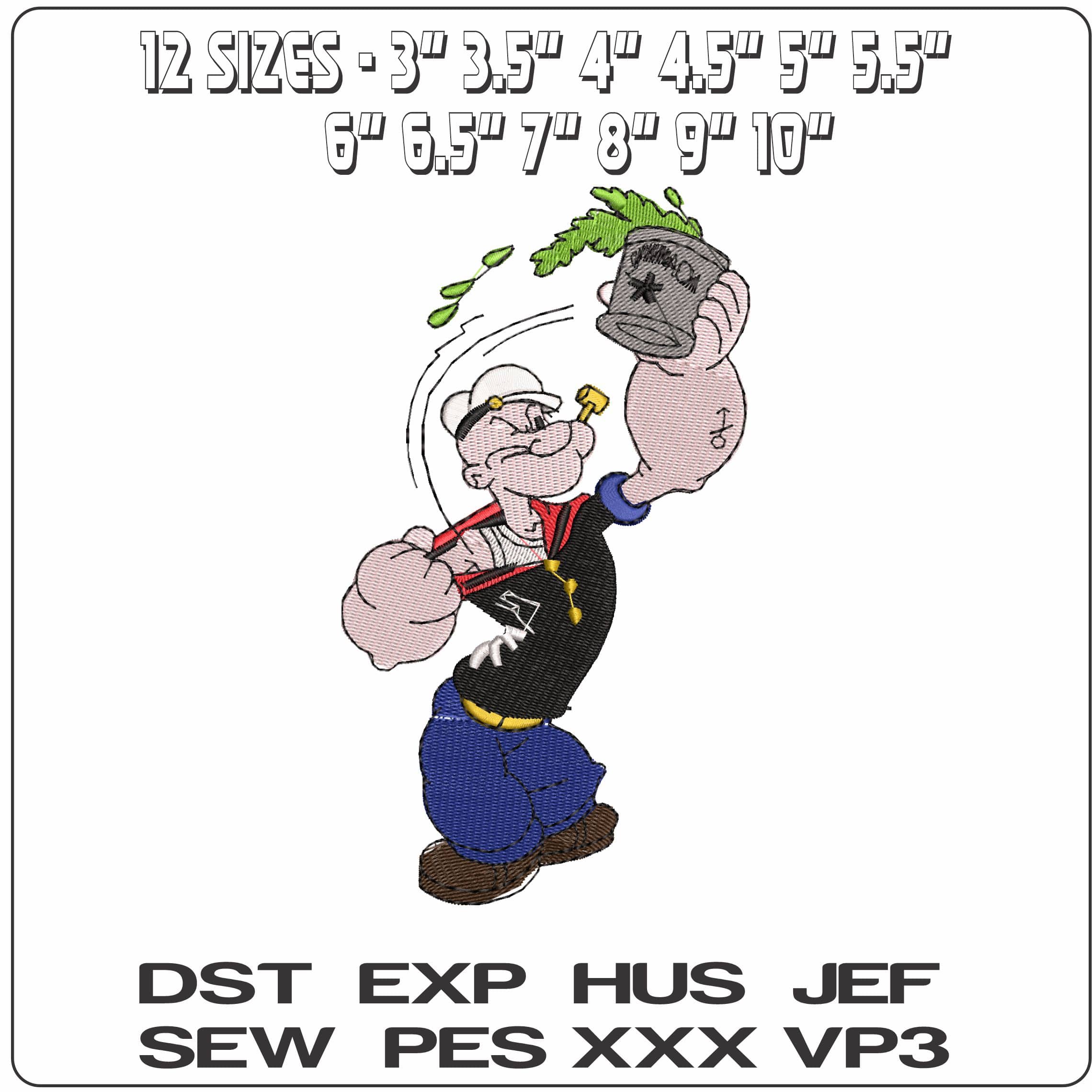 Popeye with Spinach can   - Elegant embroidery design file-instant download — view 2