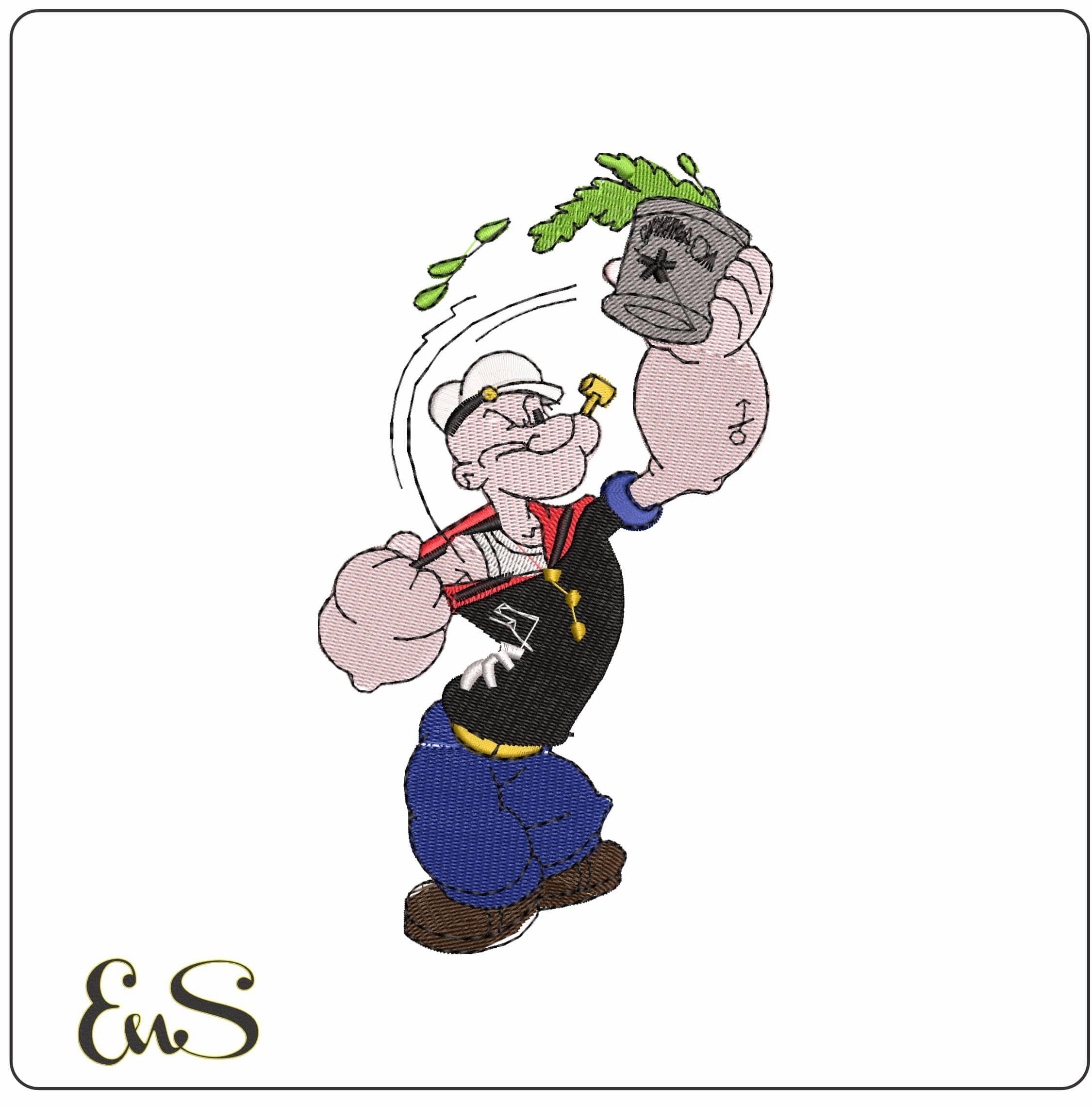 Popeye with Spinach can   - Elegant embroidery design file-instant download