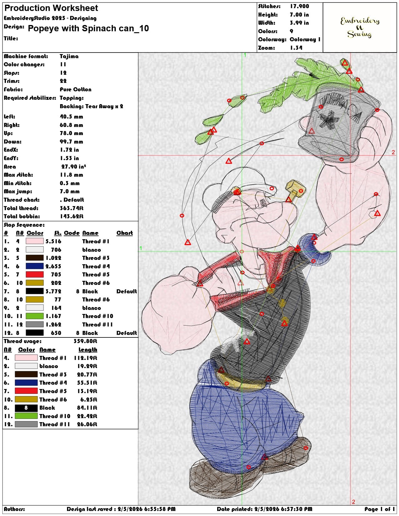 Popeye with Spinach can   - Elegant embroidery design file-instant download — view 3