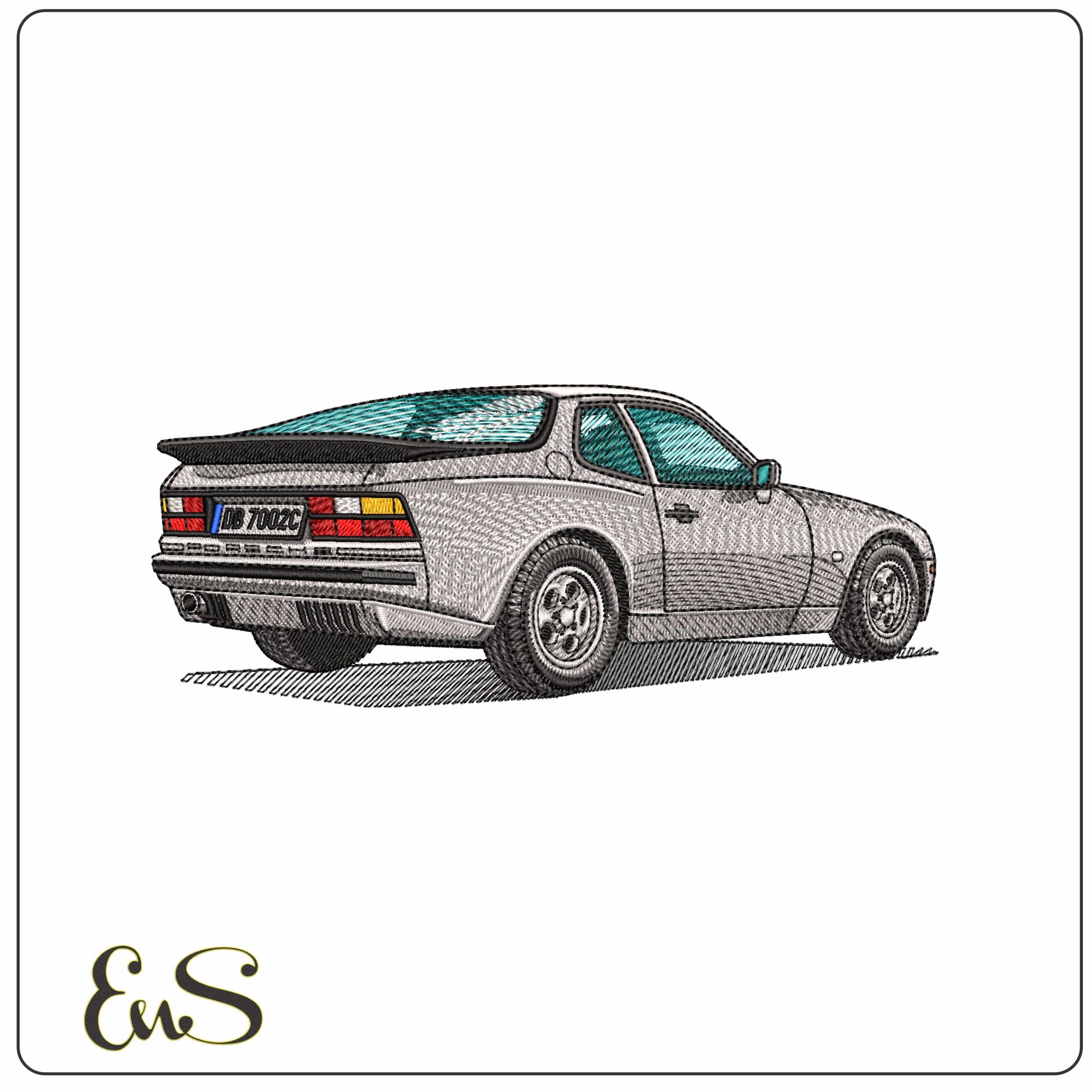 Porsche auto 944   - Elegant embroidery design file-instant download
