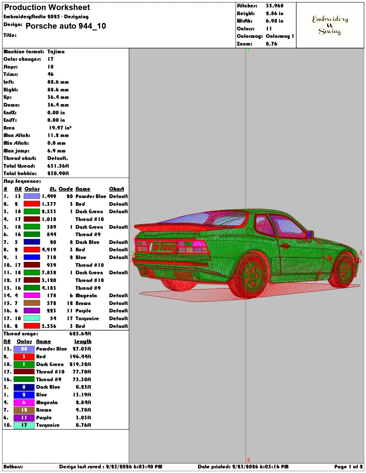 Porsche auto 944   - Elegant embroidery design file-instant download — view 3