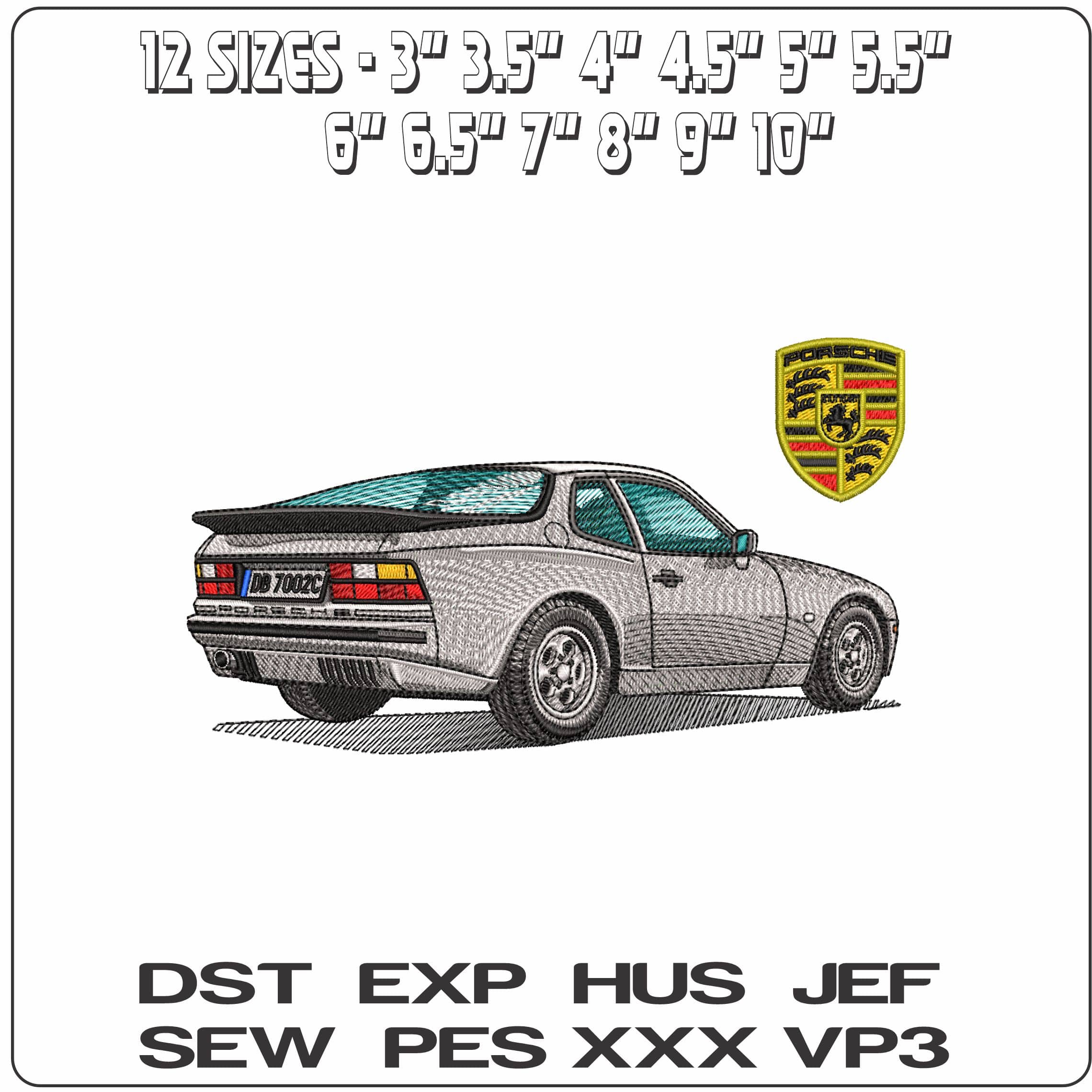 Porsche auto 944 Porsche Logo   - Elegant embroidery design file-instant download — view 2