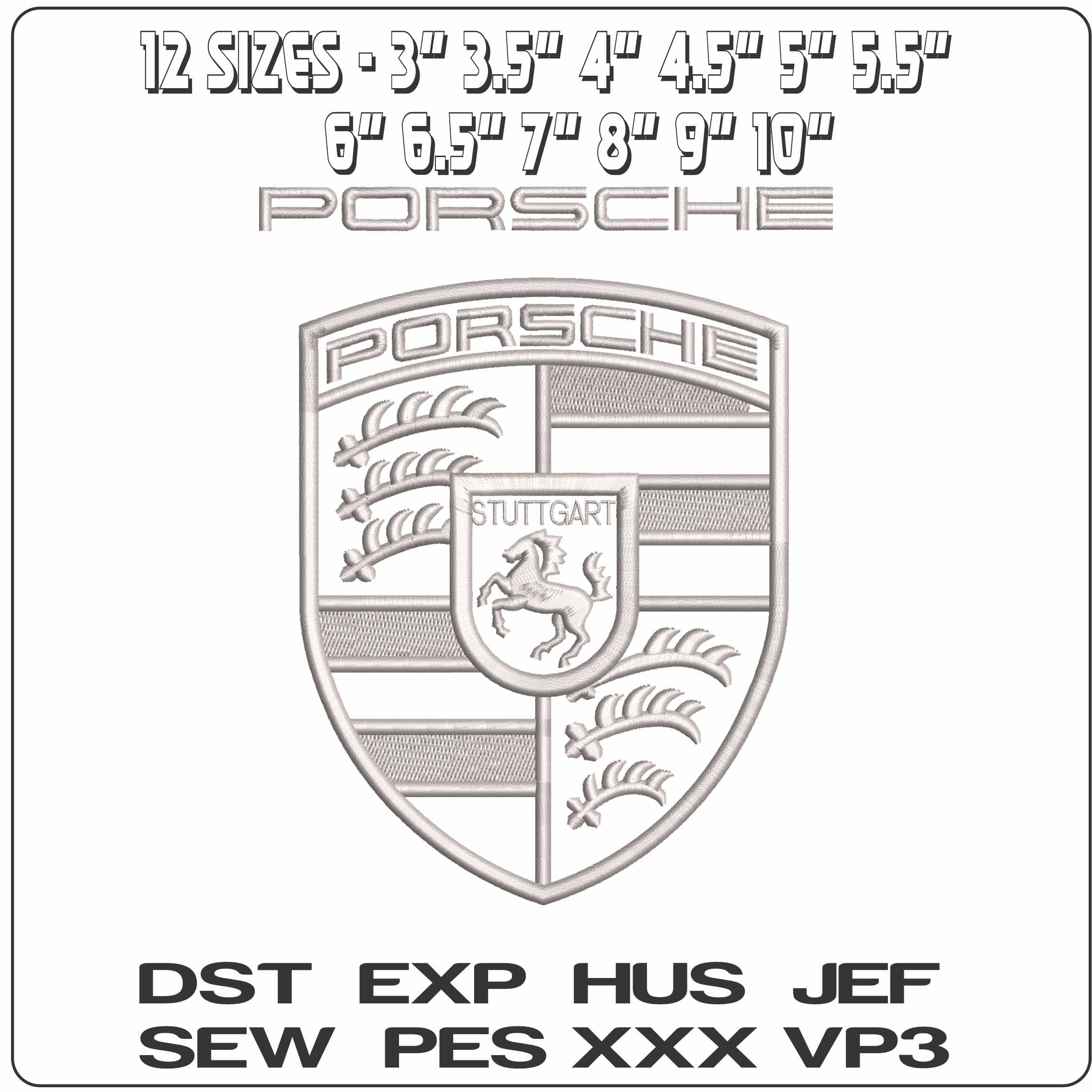 Porsche Single Color Logo   - Elegant embroidery design file-instant download — view 2