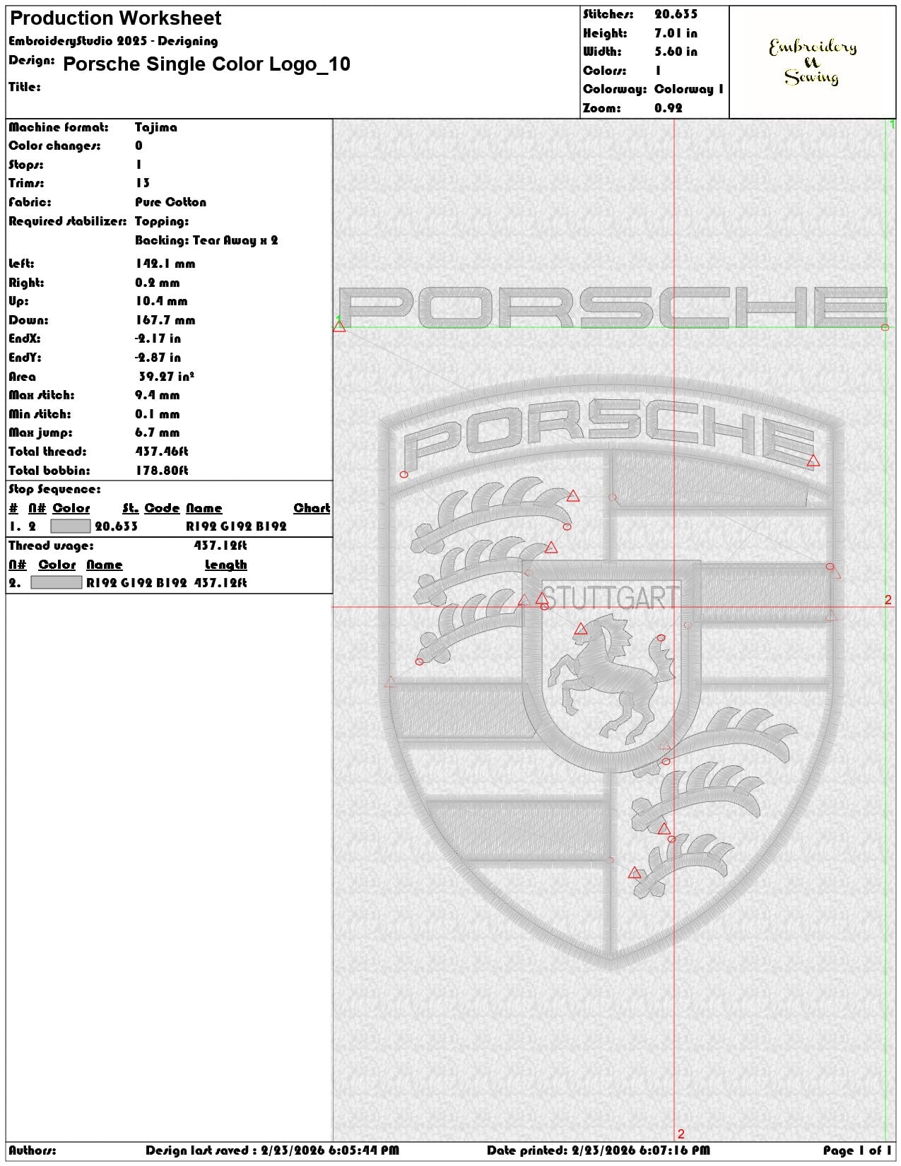 Porsche Single Color Logo   - Elegant embroidery design file-instant download — view 3