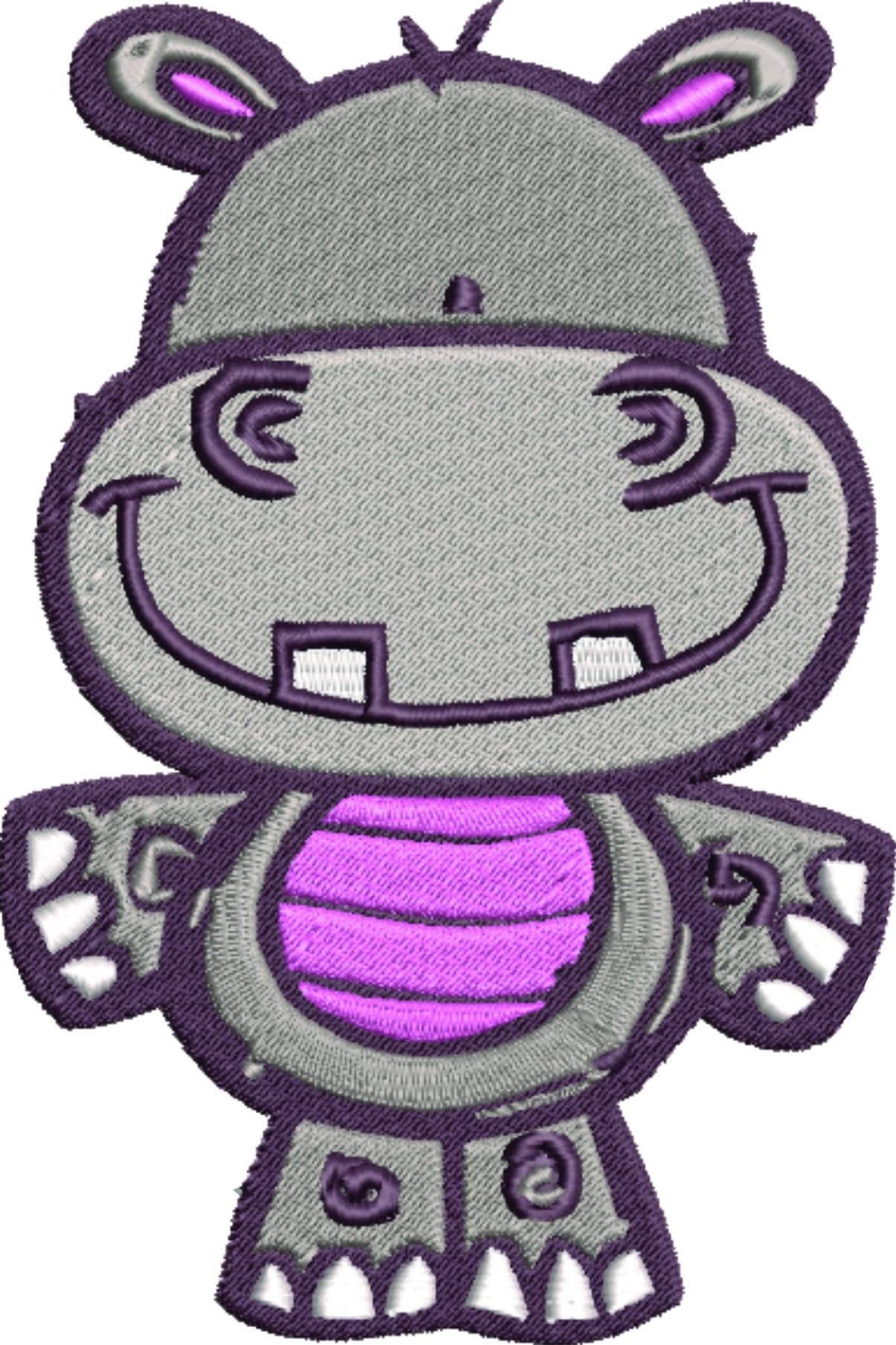Hippo embroidery design - Hippopotamus embroidery design machine pattern - Baby toddler Infant embroidery file - instant download in frame — view 2