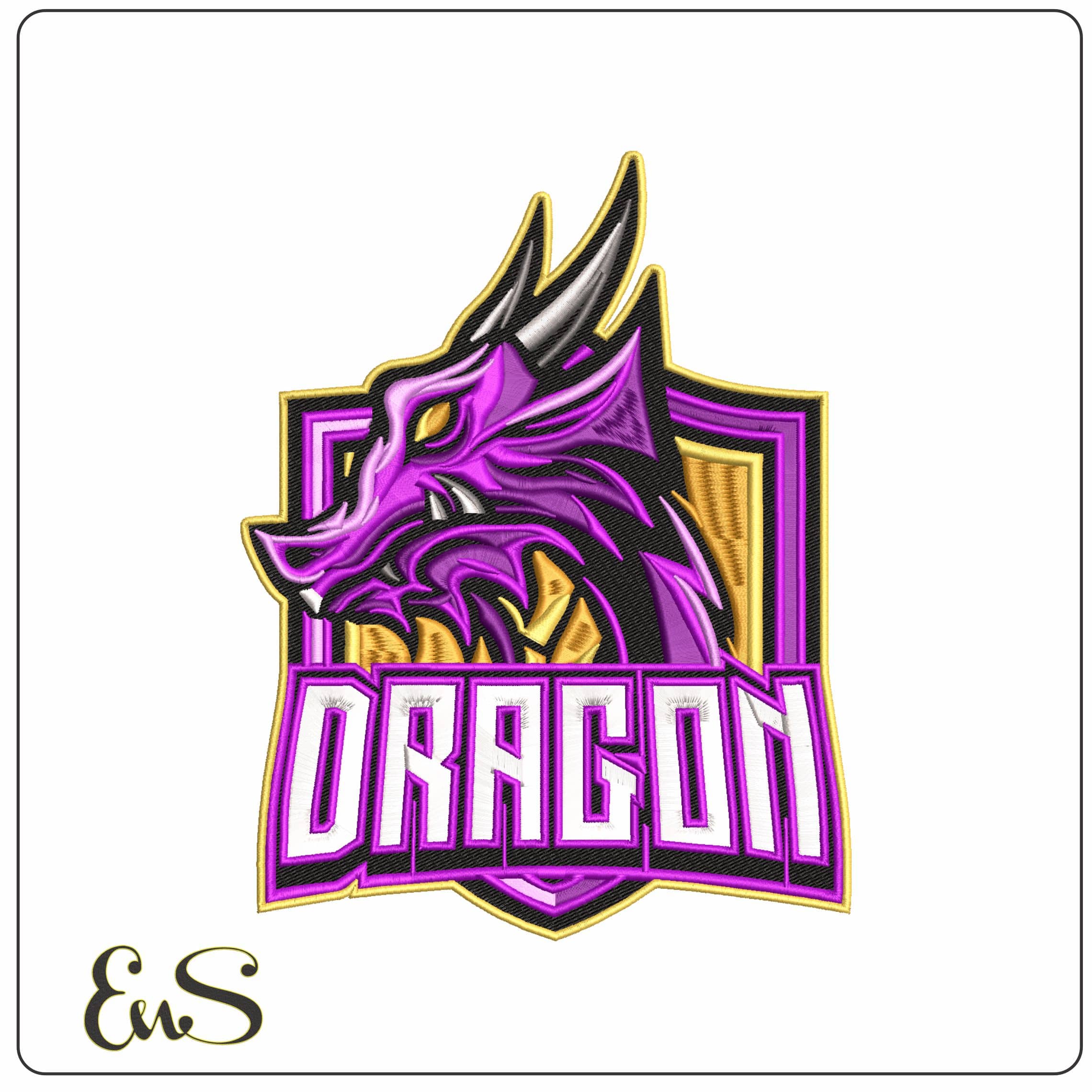 Purple Beast Dragon Game Logo   - Elegant embroidery design file-instant download