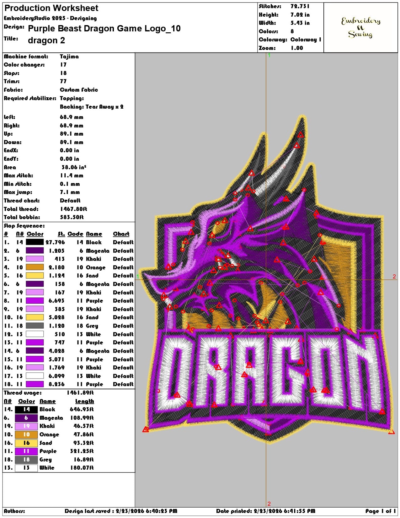 Purple Beast Dragon Game Logo   - Elegant embroidery design file-instant download — view 3