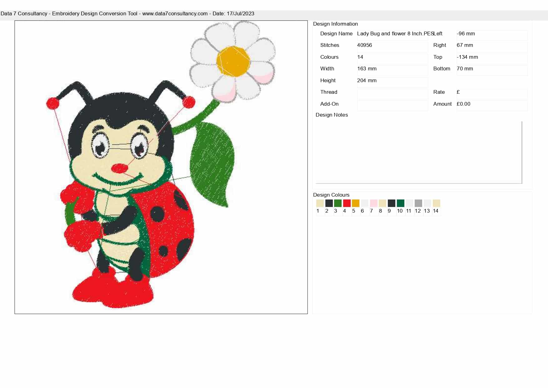 Ladybird and flower embroidery design Lady Bug embroidery design machine pattern Baby toddler embroidery file instant download in a frame — view 2