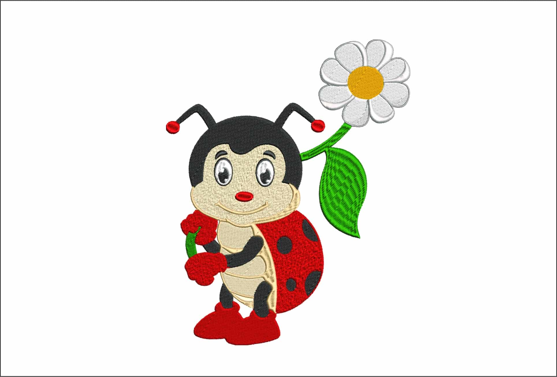 Ladybird and flower embroidery design Lady Bug embroidery design machine pattern Baby toddler embroidery file instant download in a frame
