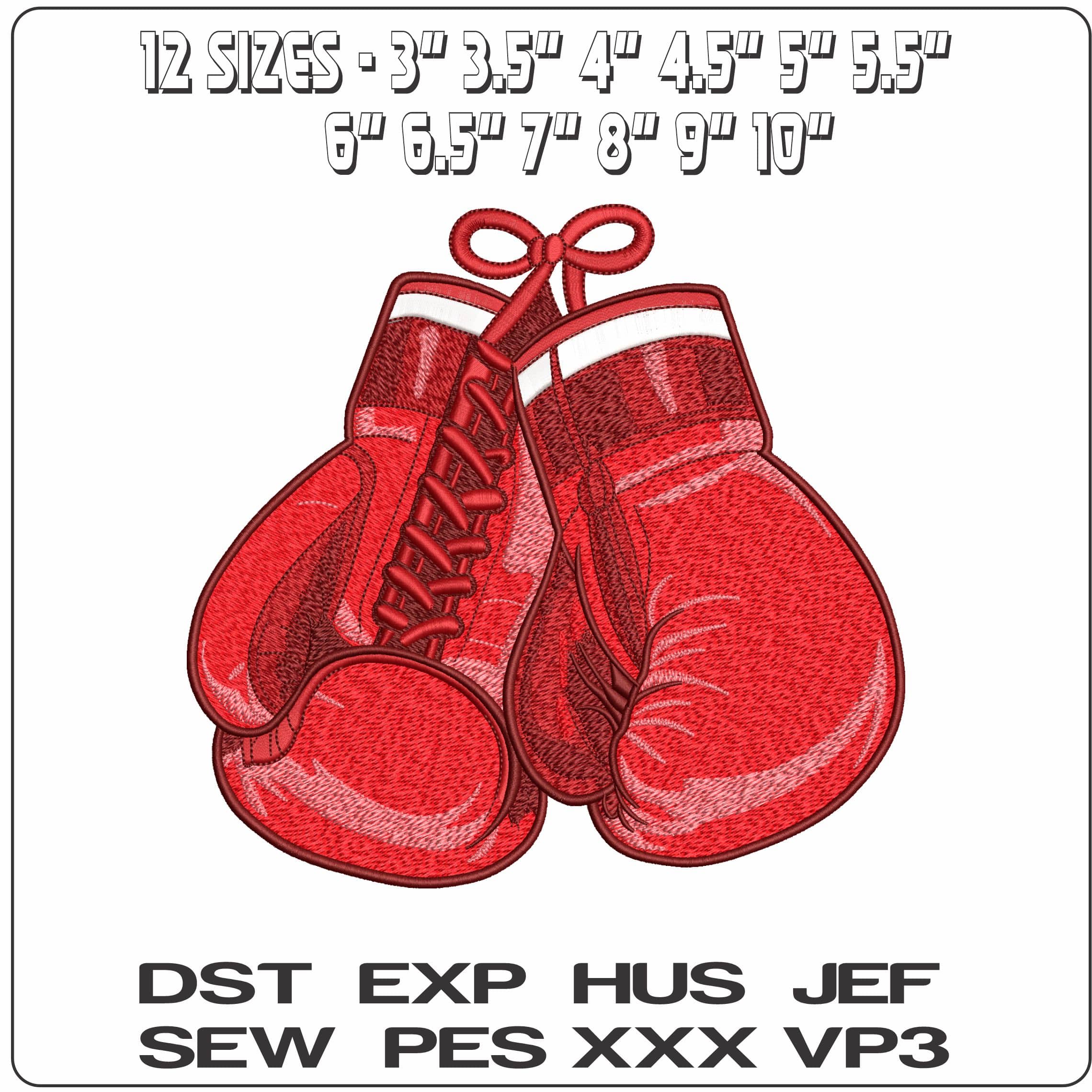Red Boxing gloves   - Elegant embroidery design file-instant download — view 2