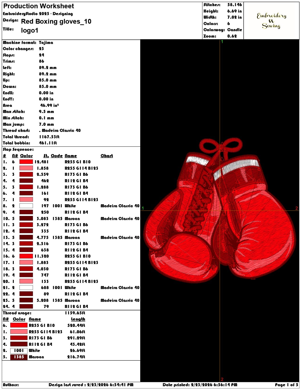 Red Boxing gloves   - Elegant embroidery design file-instant download — view 3