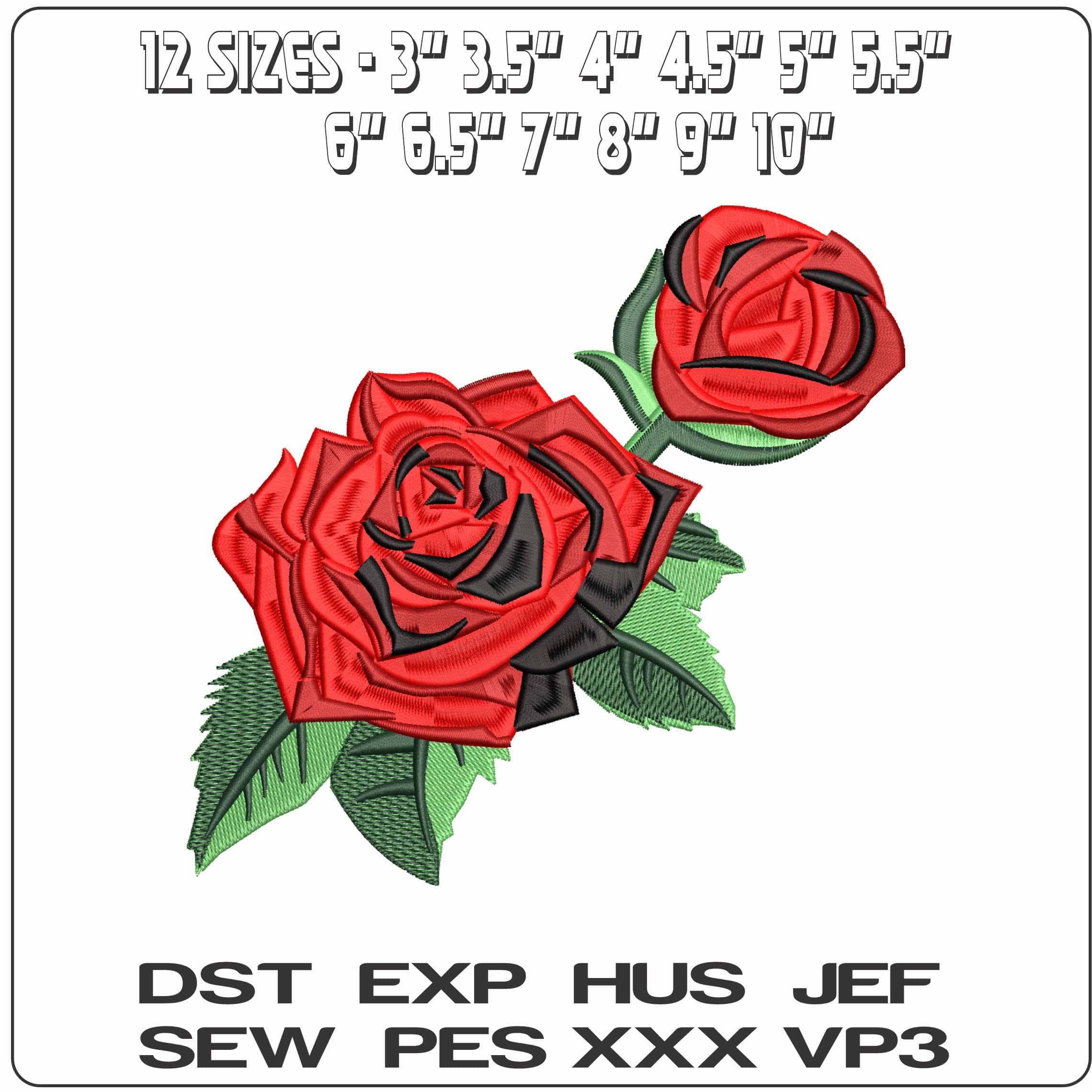 Red Roses   - Elegant embroidery design file-instant download — view 2