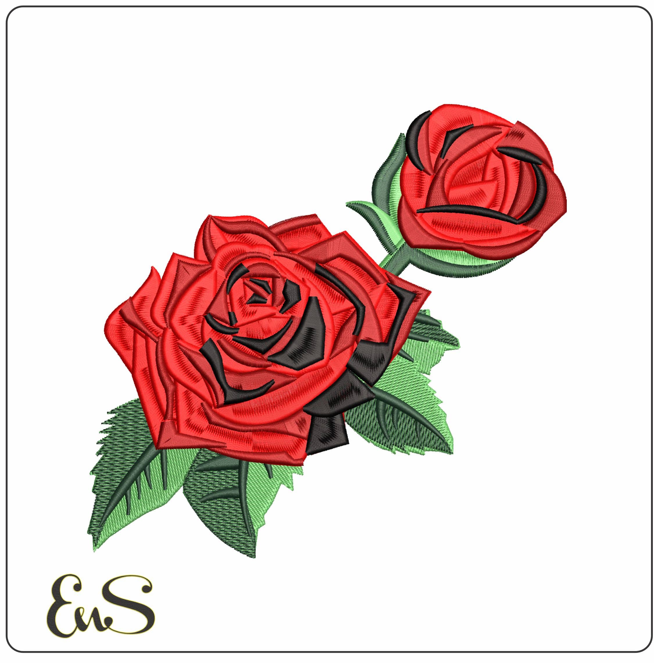 Red Roses   - Elegant embroidery design file-instant download