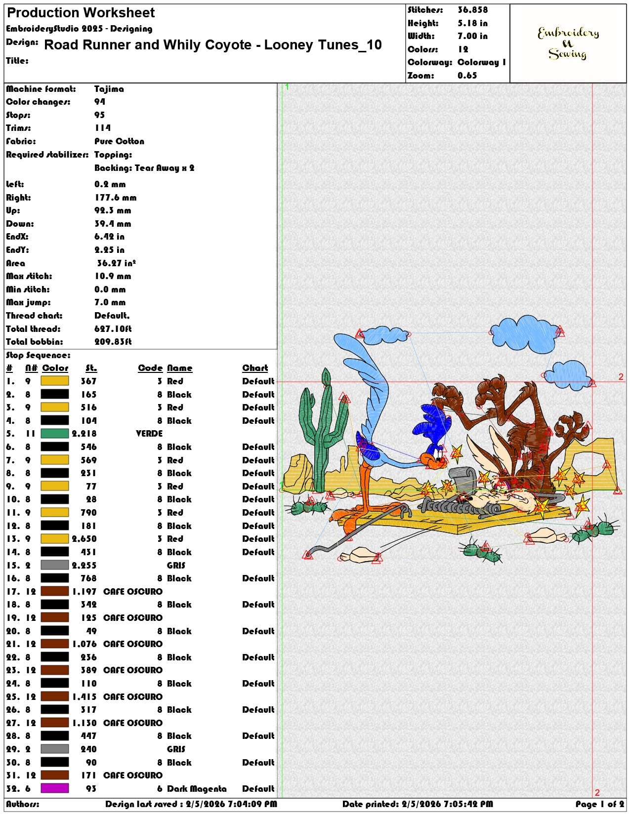 Road Runner and Whily Coyote Looney Tunes   - Elegant embroidery design file-instant download — view 3