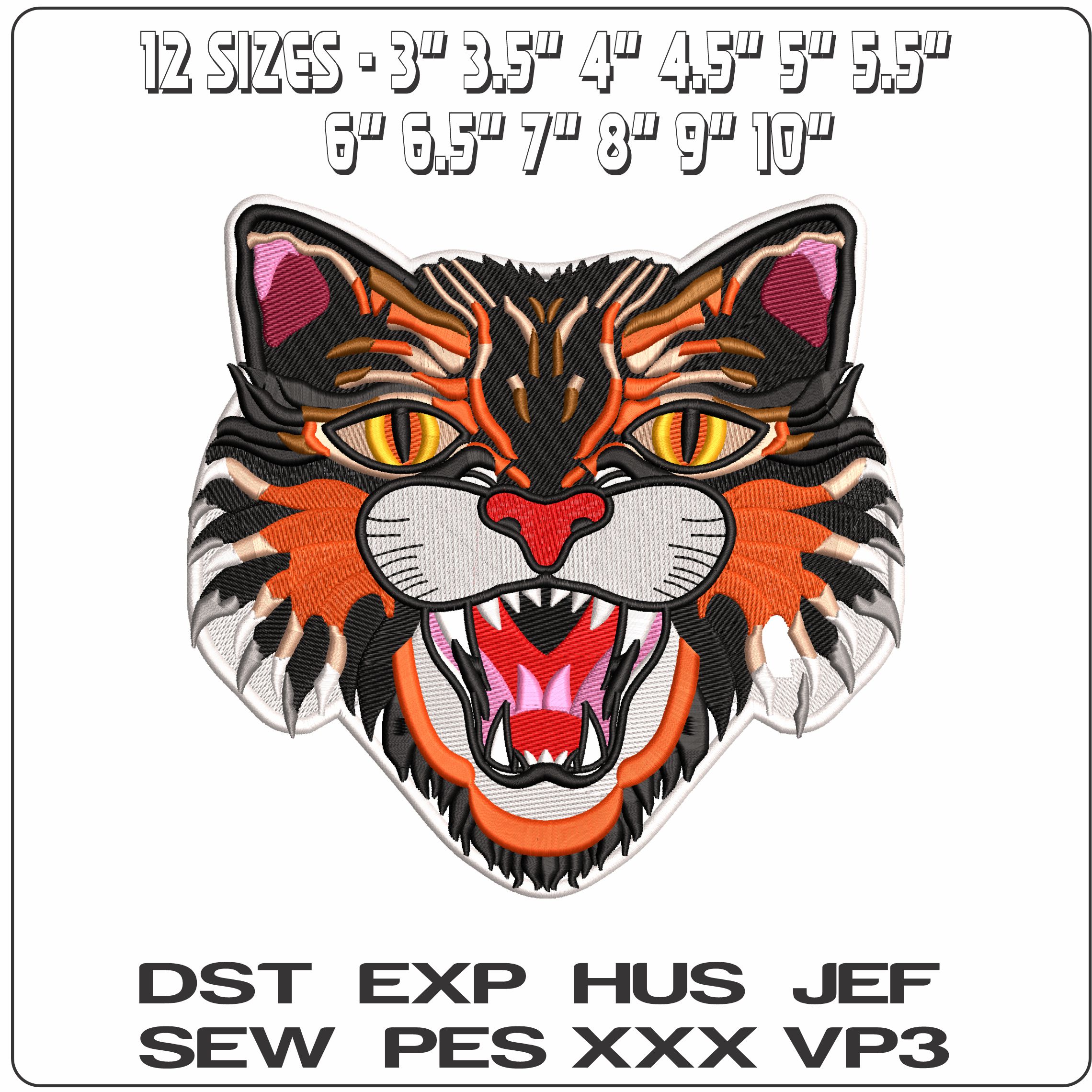 Roaring Tiger Face Gucci Logo   - Elegant embroidery design file-instant download — view 2