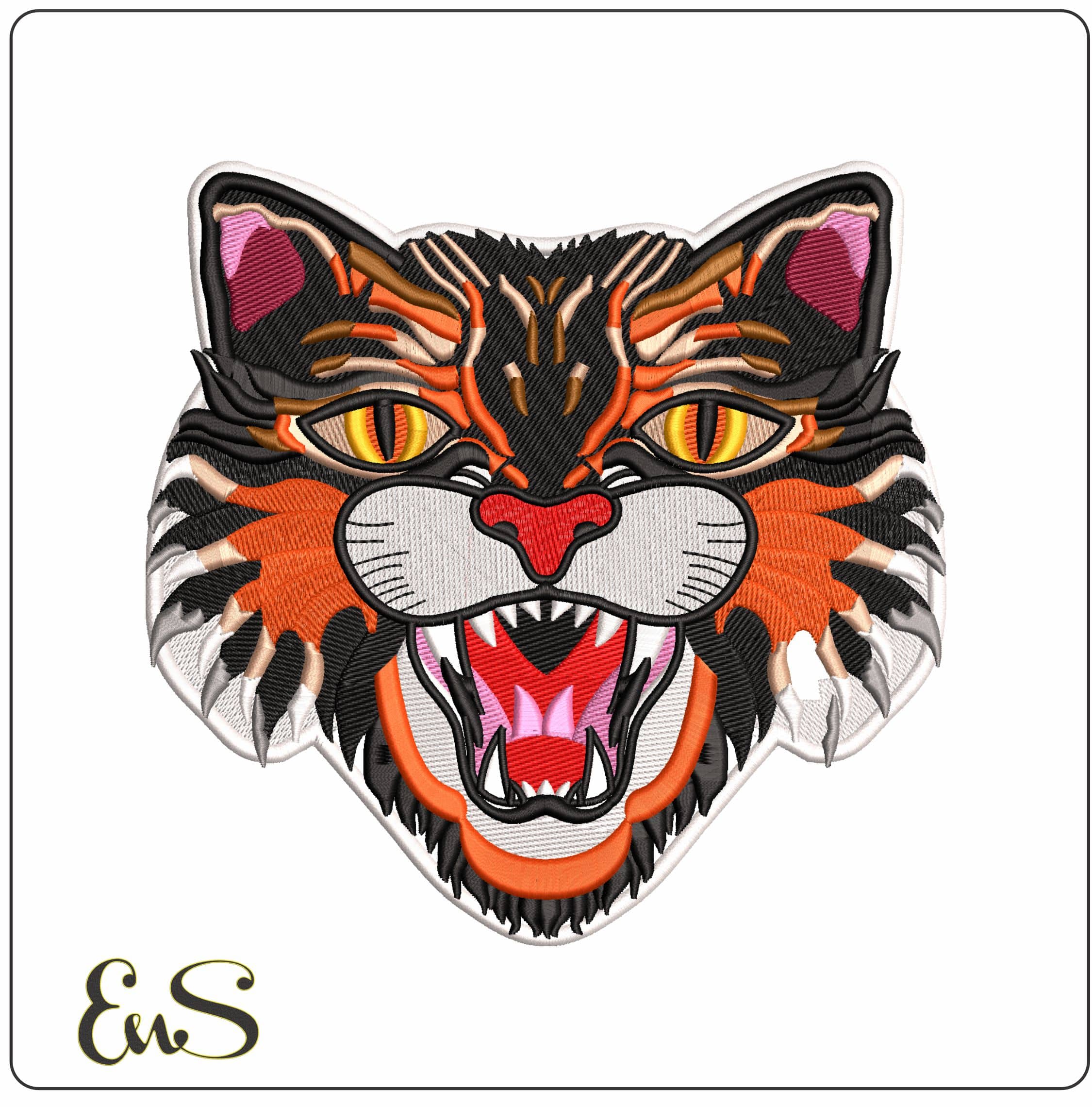 Roaring Tiger Face Gucci Logo   - Elegant embroidery design file-instant download