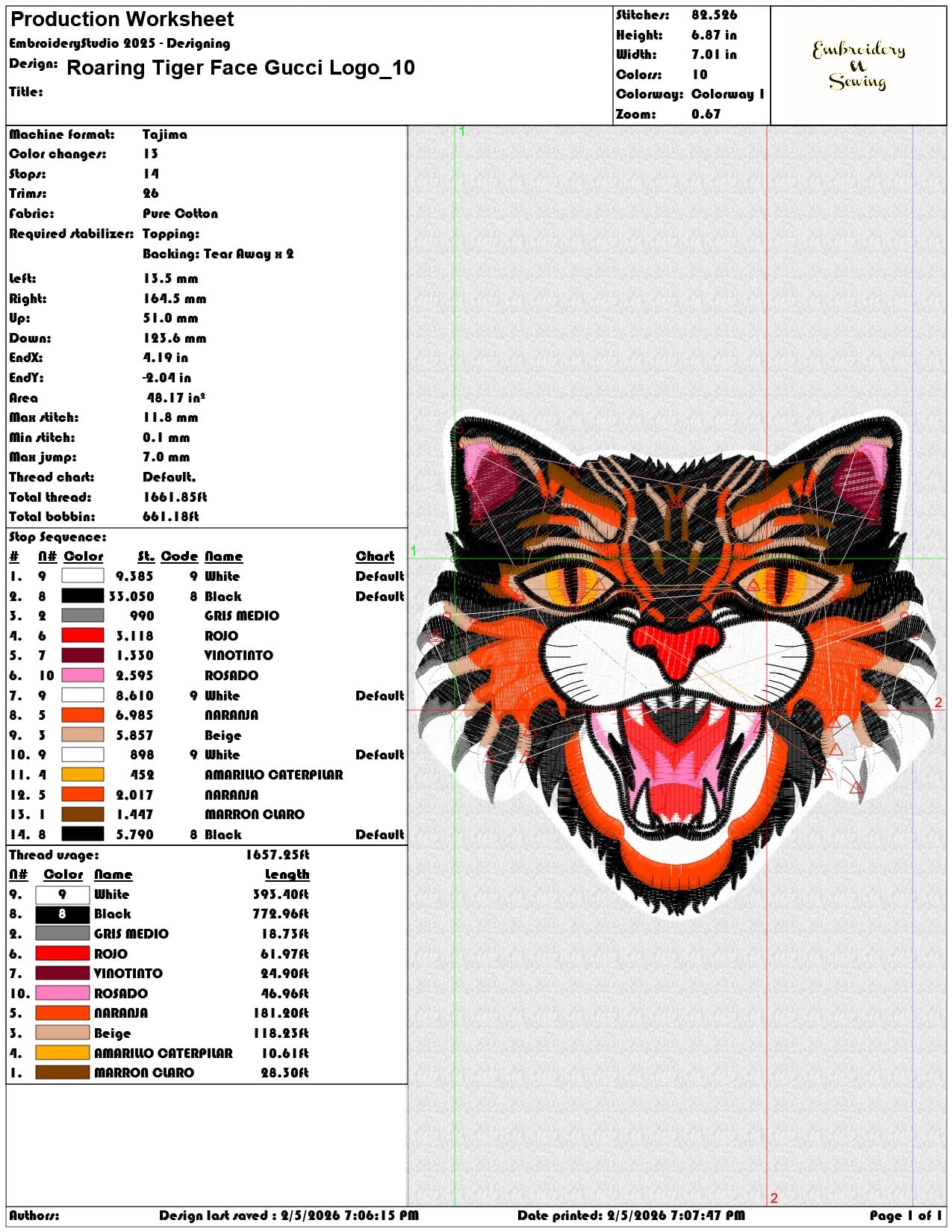 Roaring Tiger Face Gucci Logo   - Elegant embroidery design file-instant download — view 3