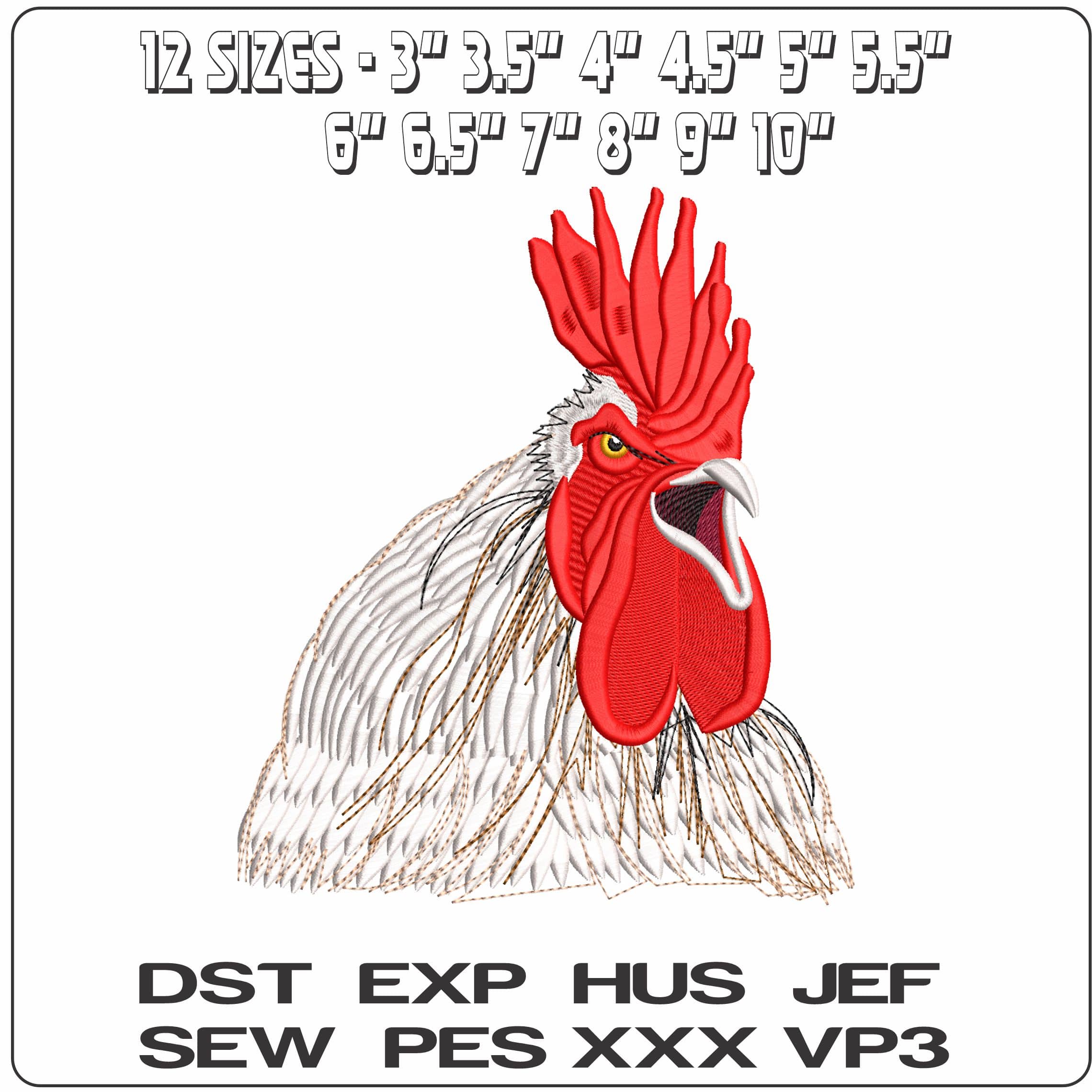 Roaster Crowing   - Elegant embroidery design file-instant download — view 2
