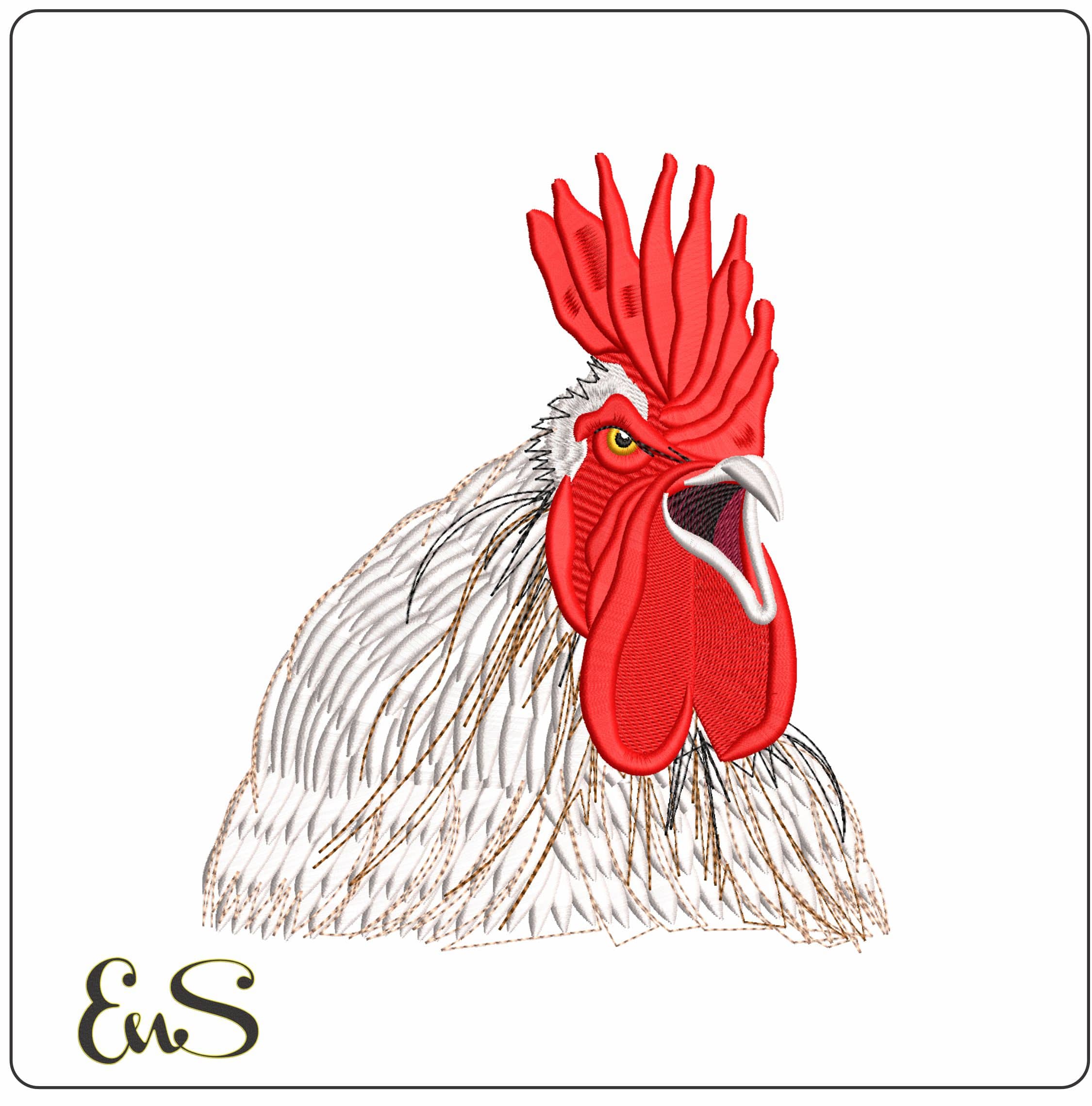 Roaster Crowing   - Elegant embroidery design file-instant download