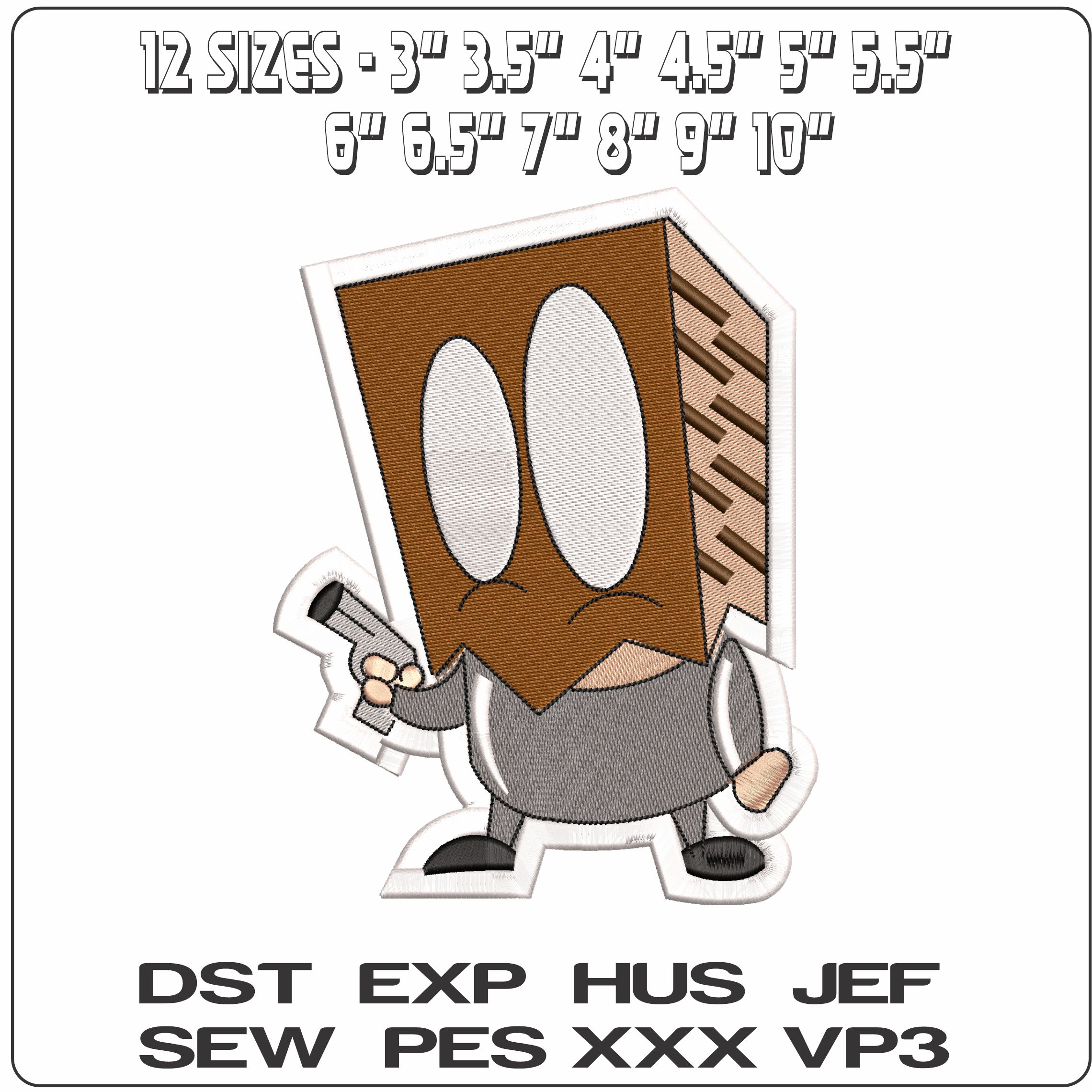 Robber with Paperbag over head Cartoon   - Elegant embroidery design file-instant download — view 2