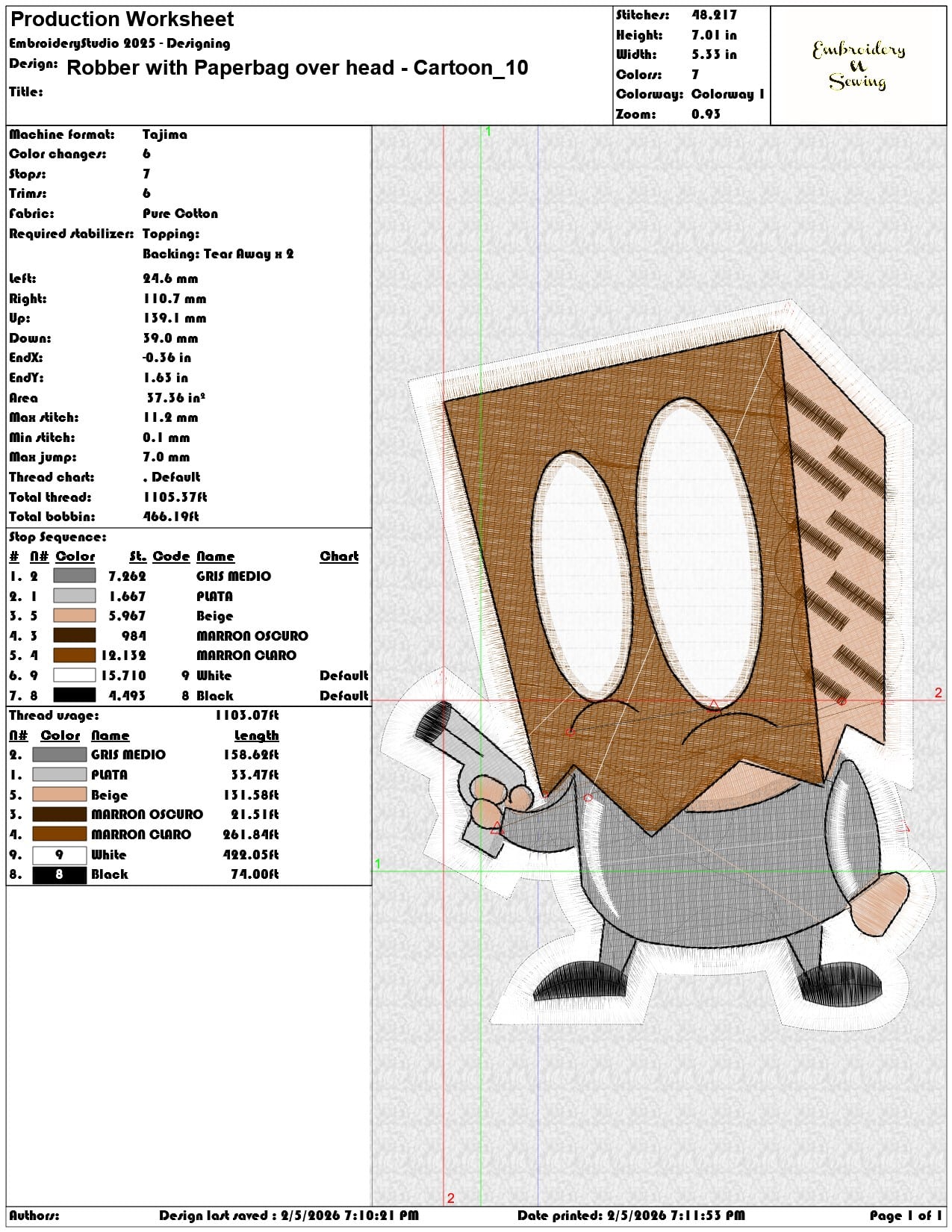 Robber with Paperbag over head Cartoon   - Elegant embroidery design file-instant download — view 3