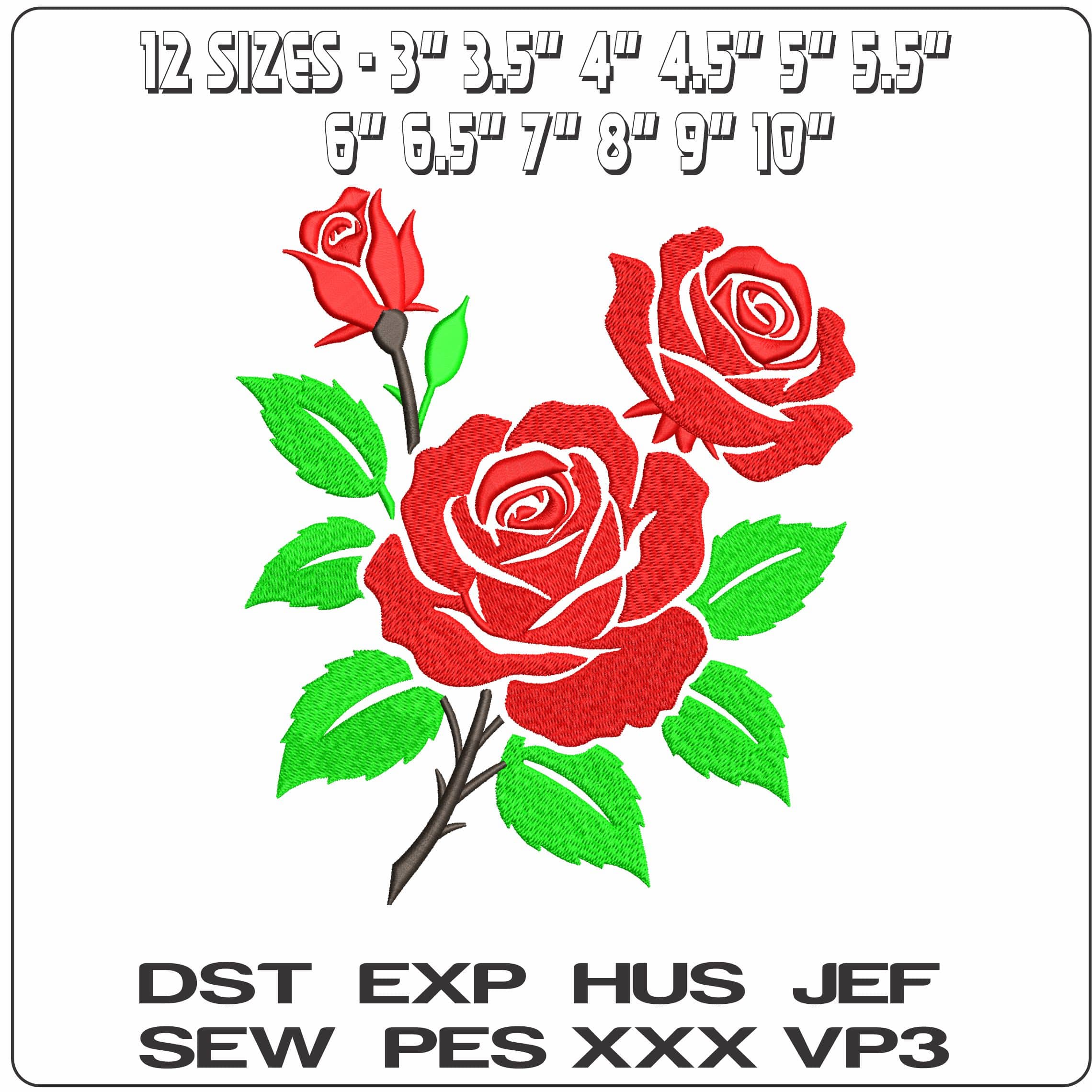 Roses less detaols   - Elegant embroidery design file-instant download — view 2