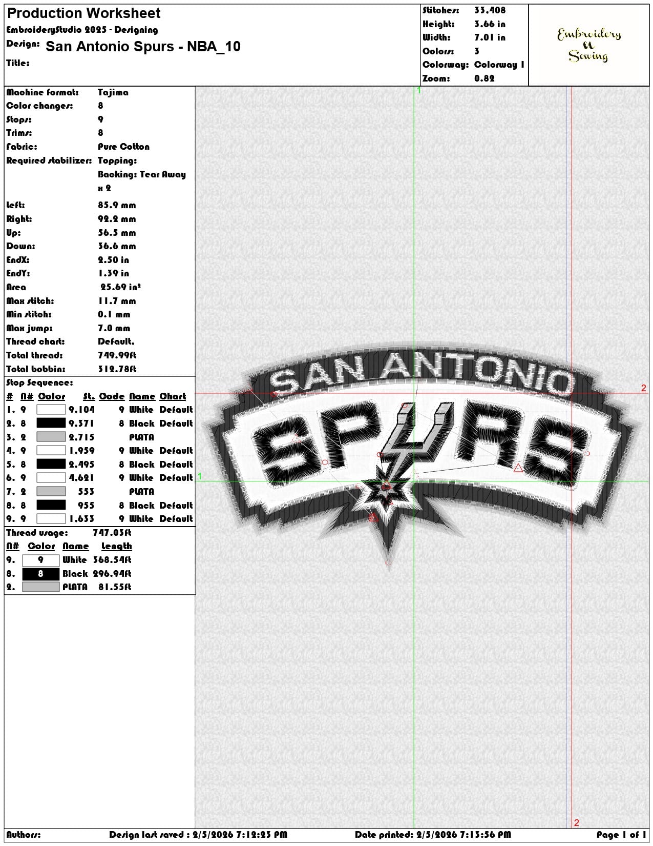 San Antonio Spurs NBA   - Elegant embroidery design file-instant download — view 3