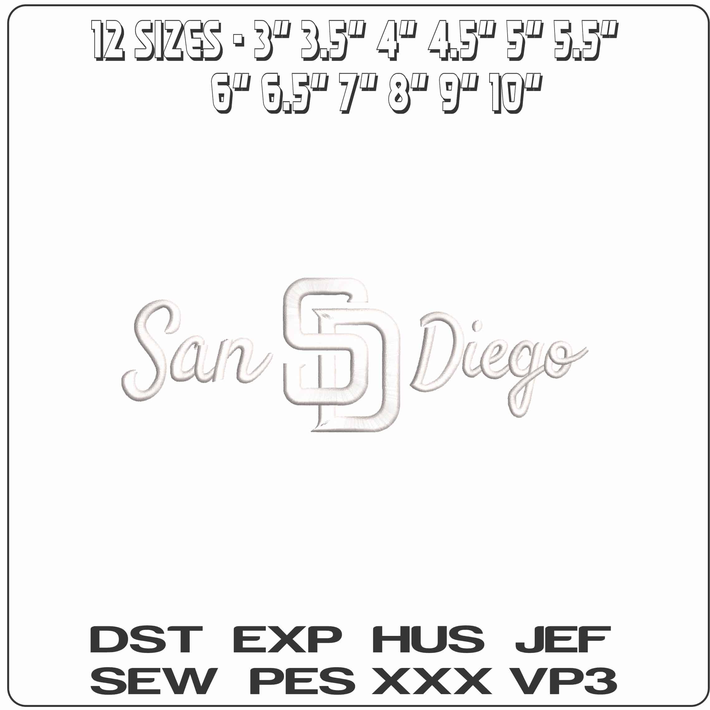 San Diego SD MLB   - Elegant embroidery design file-instant download — view 2