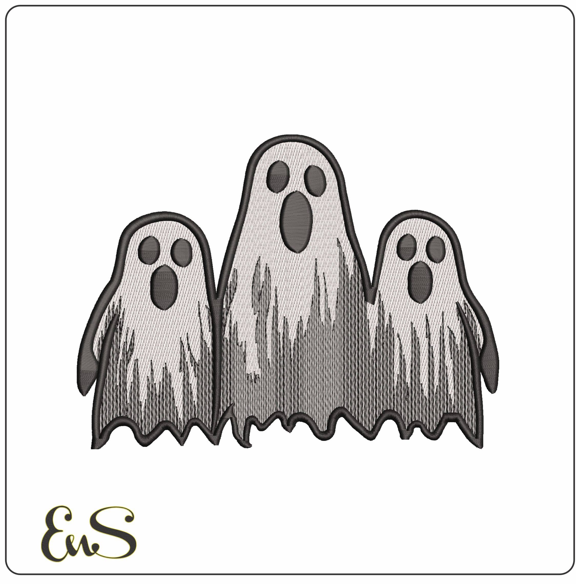 Screaming Ghosts   - Elegant embroidery design file-instant download