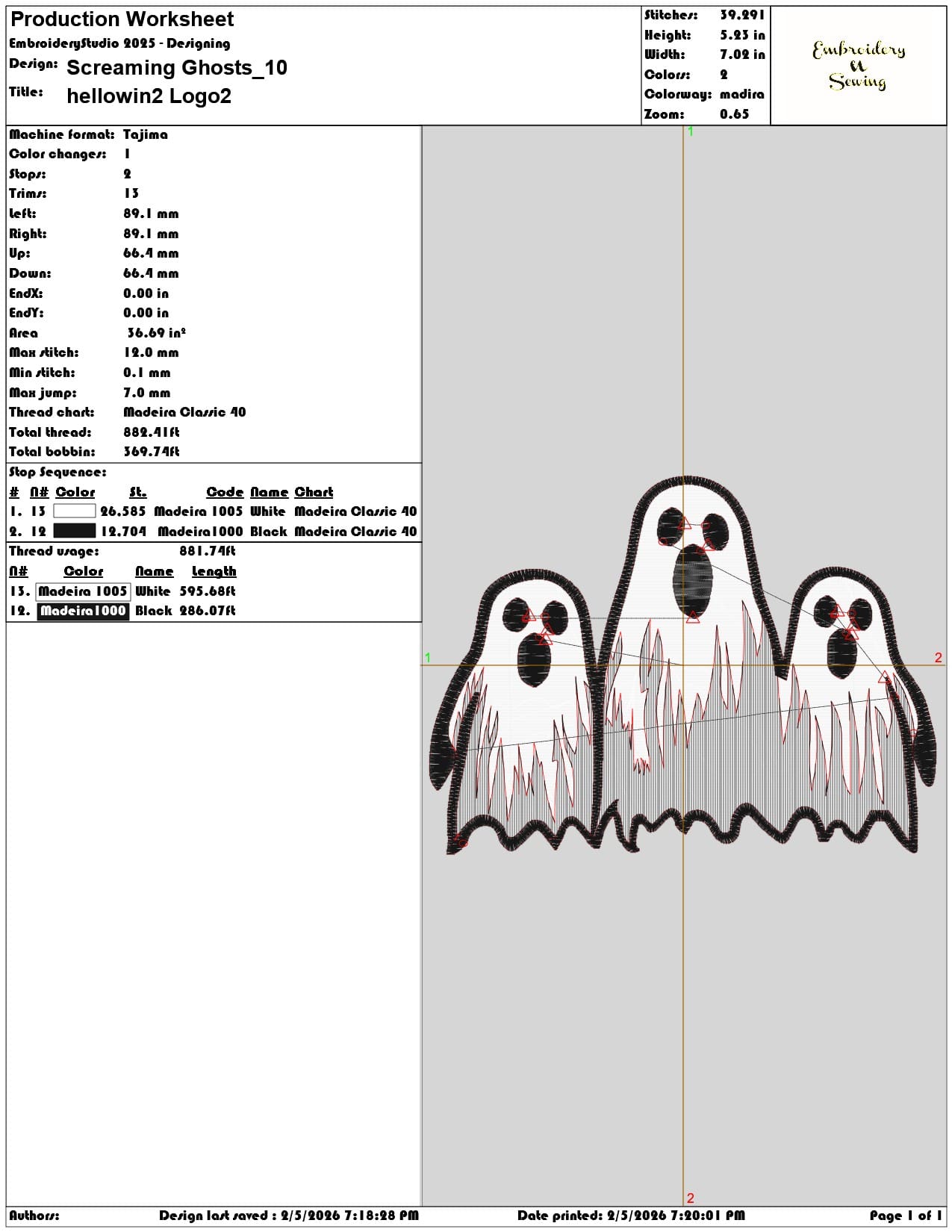 Screaming Ghosts   - Elegant embroidery design file-instant download — view 3