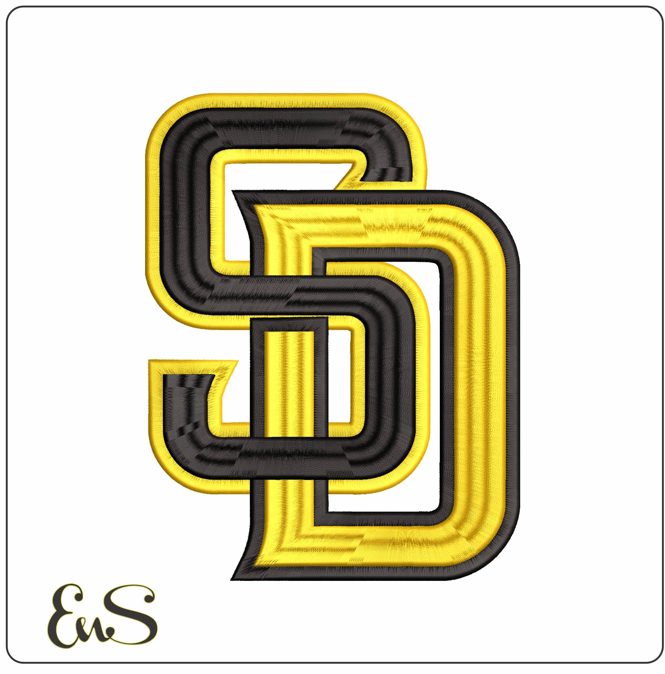 SD Black and Gold San Diego MLB   - Elegant embroidery design file-instant download