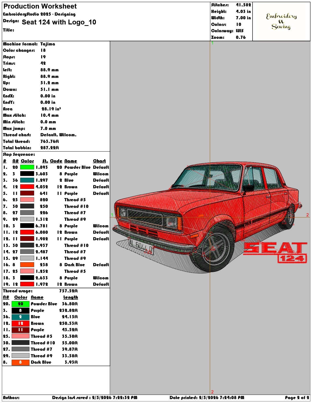 Seat 124 with Logo   - Elegant embroidery design file-instant download — view 4