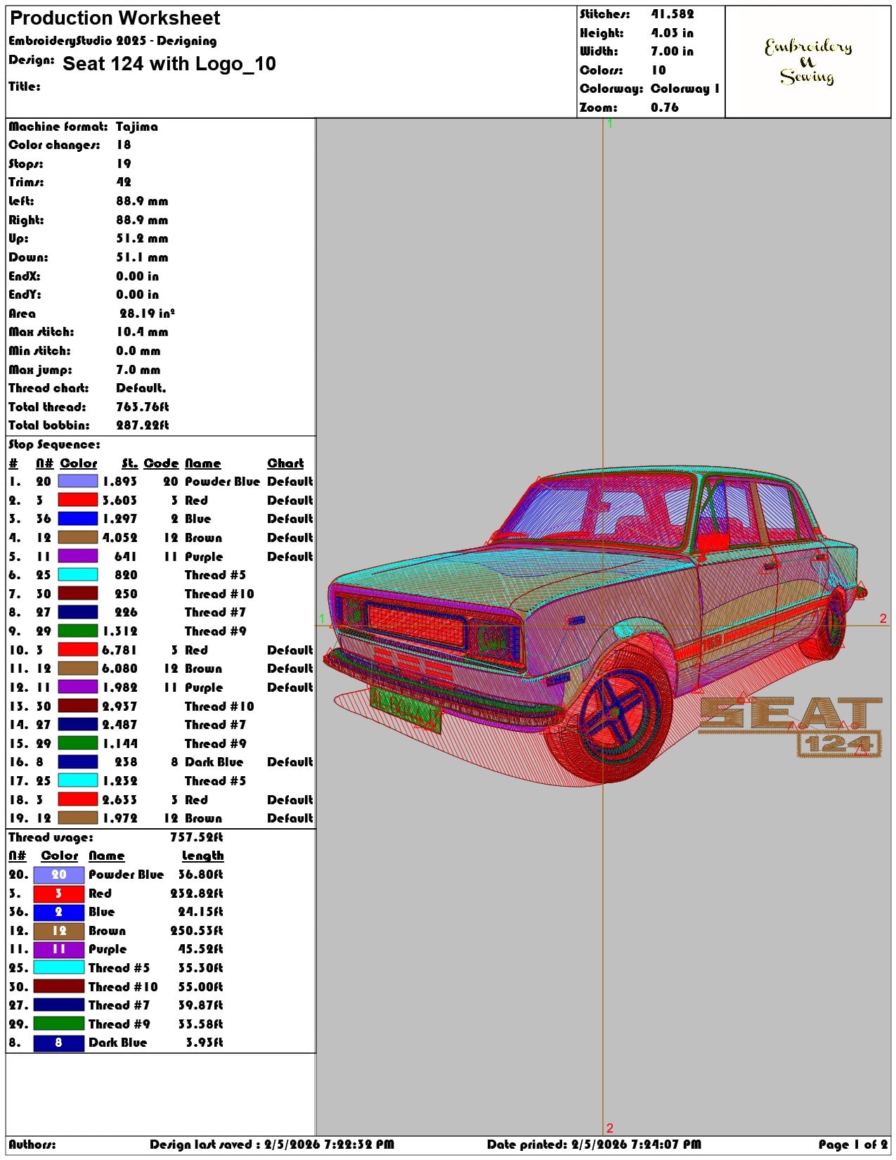 Seat 124 with Logo   - Elegant embroidery design file-instant download — view 3