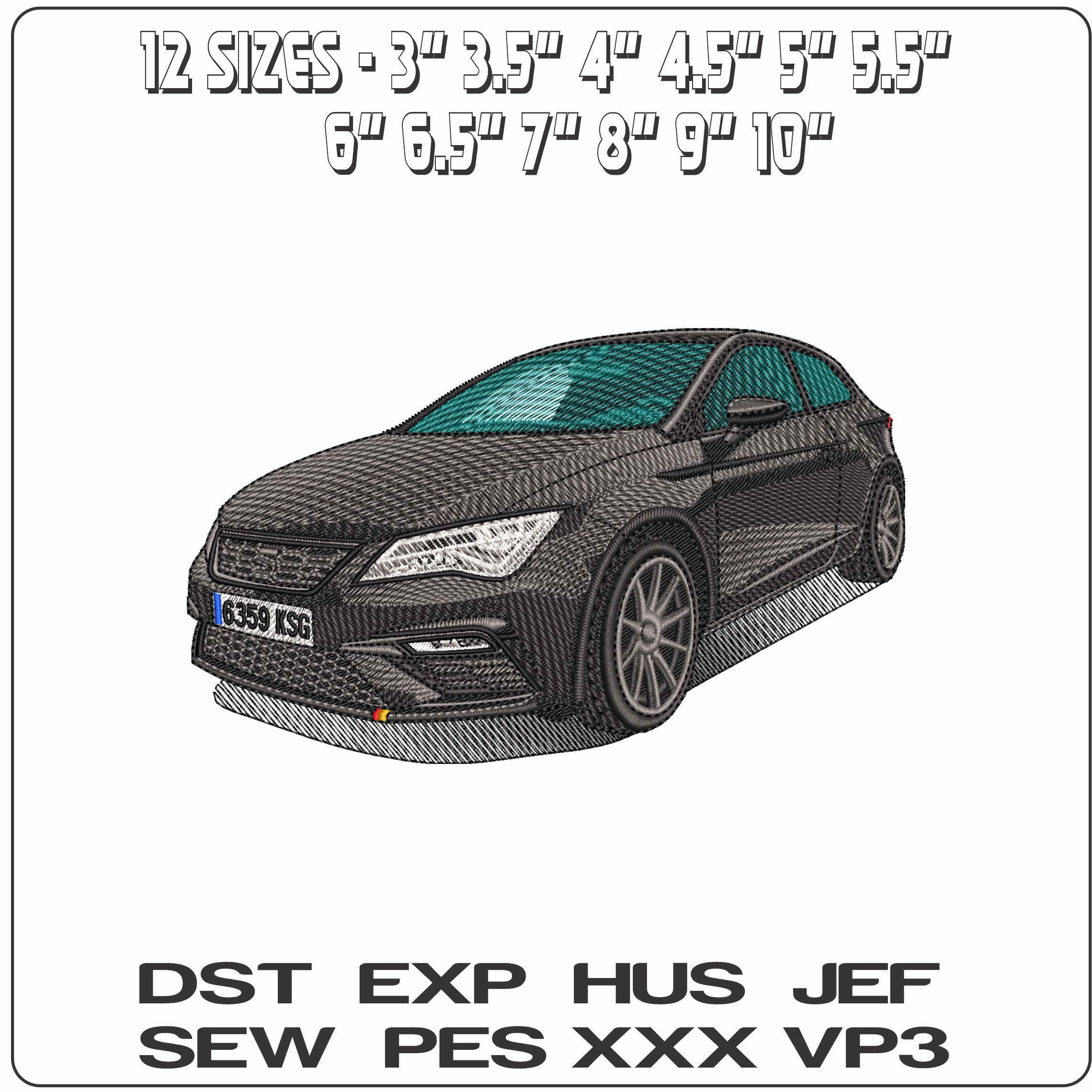 Seat Leon Cupra FR   - Elegant embroidery design file-instant download — view 2