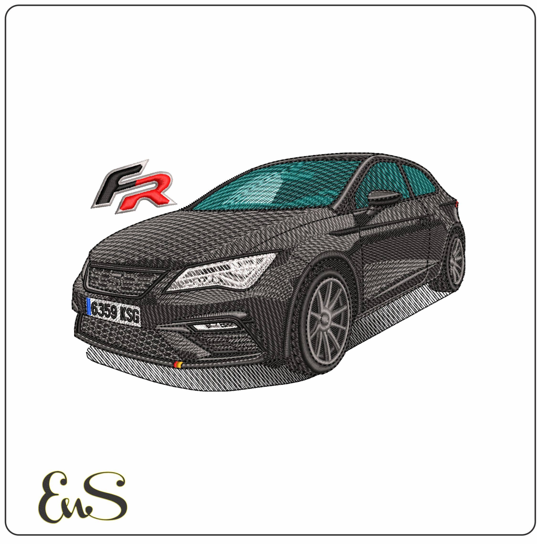 Seat Leon Cupra FR with Logo   - Elegant embroidery design file-instant download