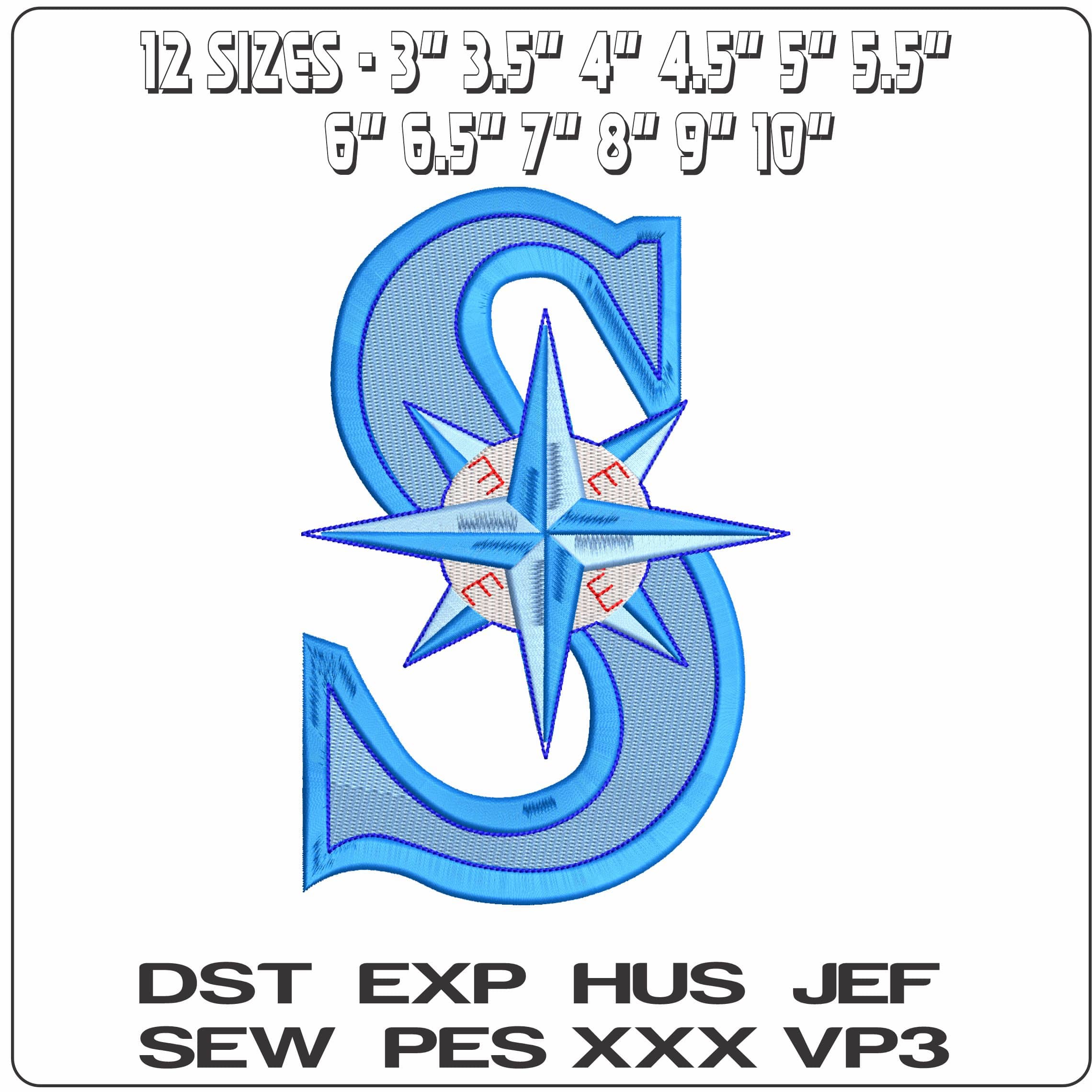 Seattle Mariners S MLB   - Elegant embroidery design file-instant download — view 2