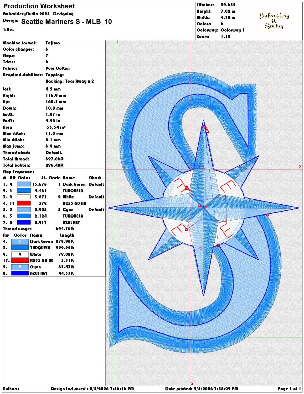 Seattle Mariners S MLB   - Elegant embroidery design file-instant download — view 3