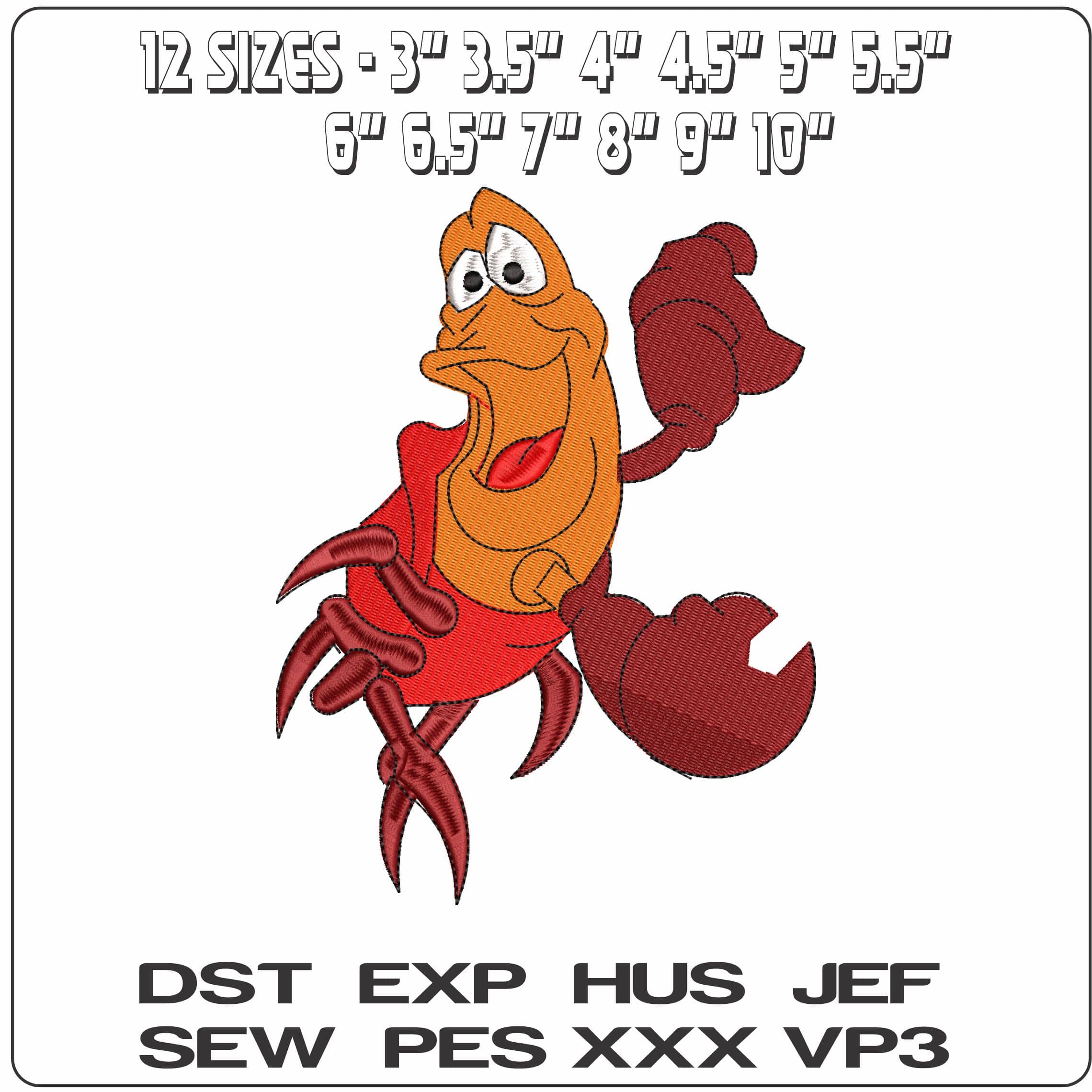 Sebastian the Crab The Little Mermaid   - Elegant embroidery design file-instant download — view 2