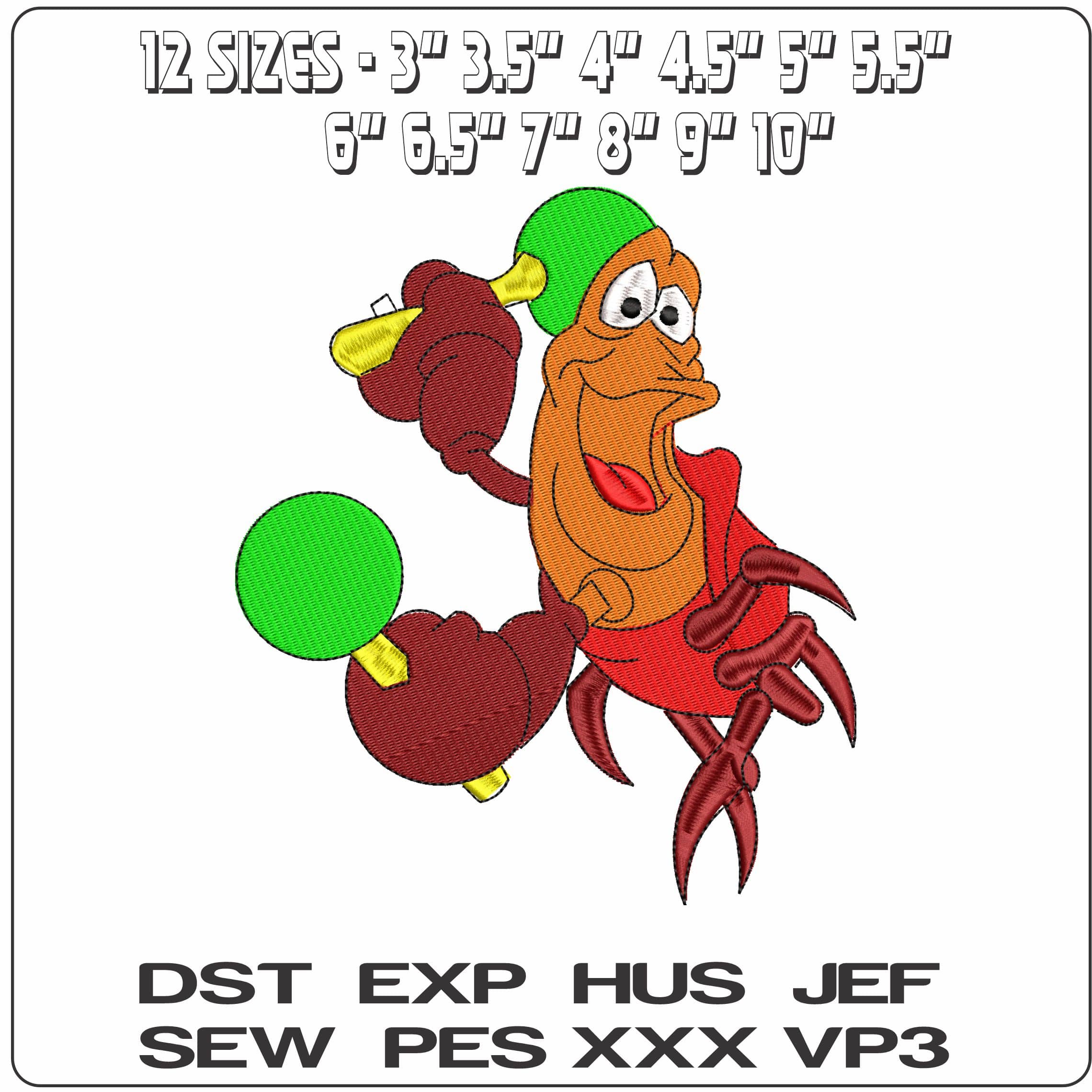 Sebastian the Crab Dancing The Little Mermaid   - Elegant embroidery design file-instant download — view 2