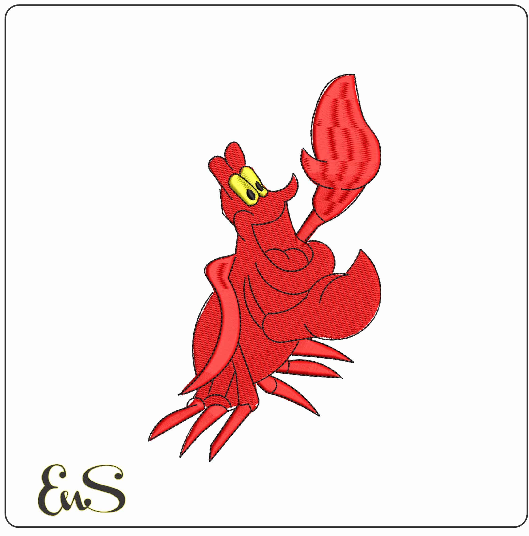 Sebastian the Crab Hi The Little Mermaid   - Elegant embroidery design file-instant download