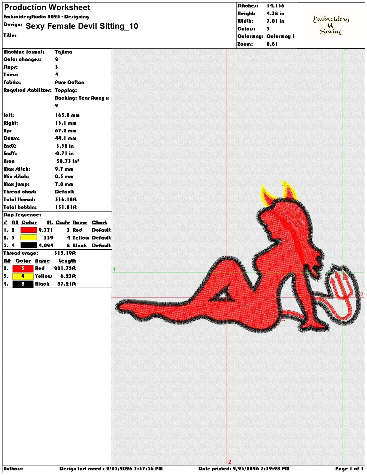 Sexy Female Devil Sitting  - Elegant embroidery design file-instant download — view 3