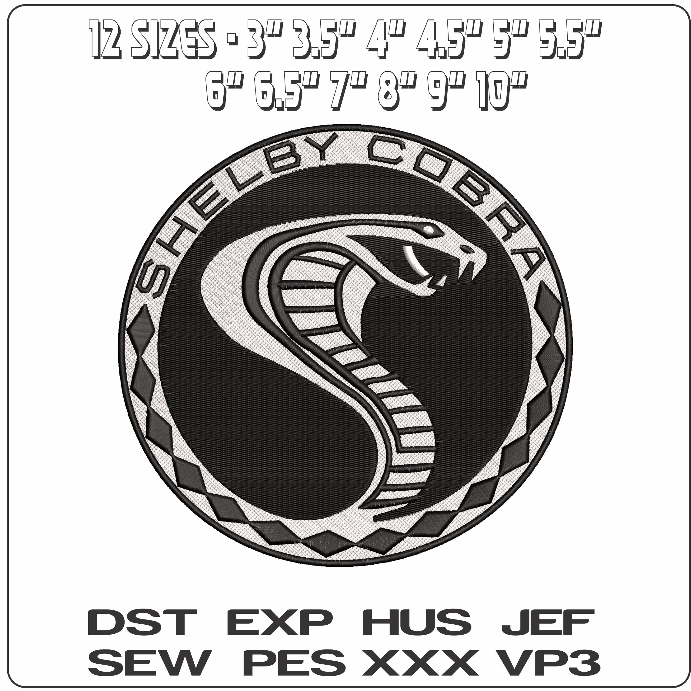Shelby Cobra Logo Brand  - Elegant embroidery design file-instant download — view 2