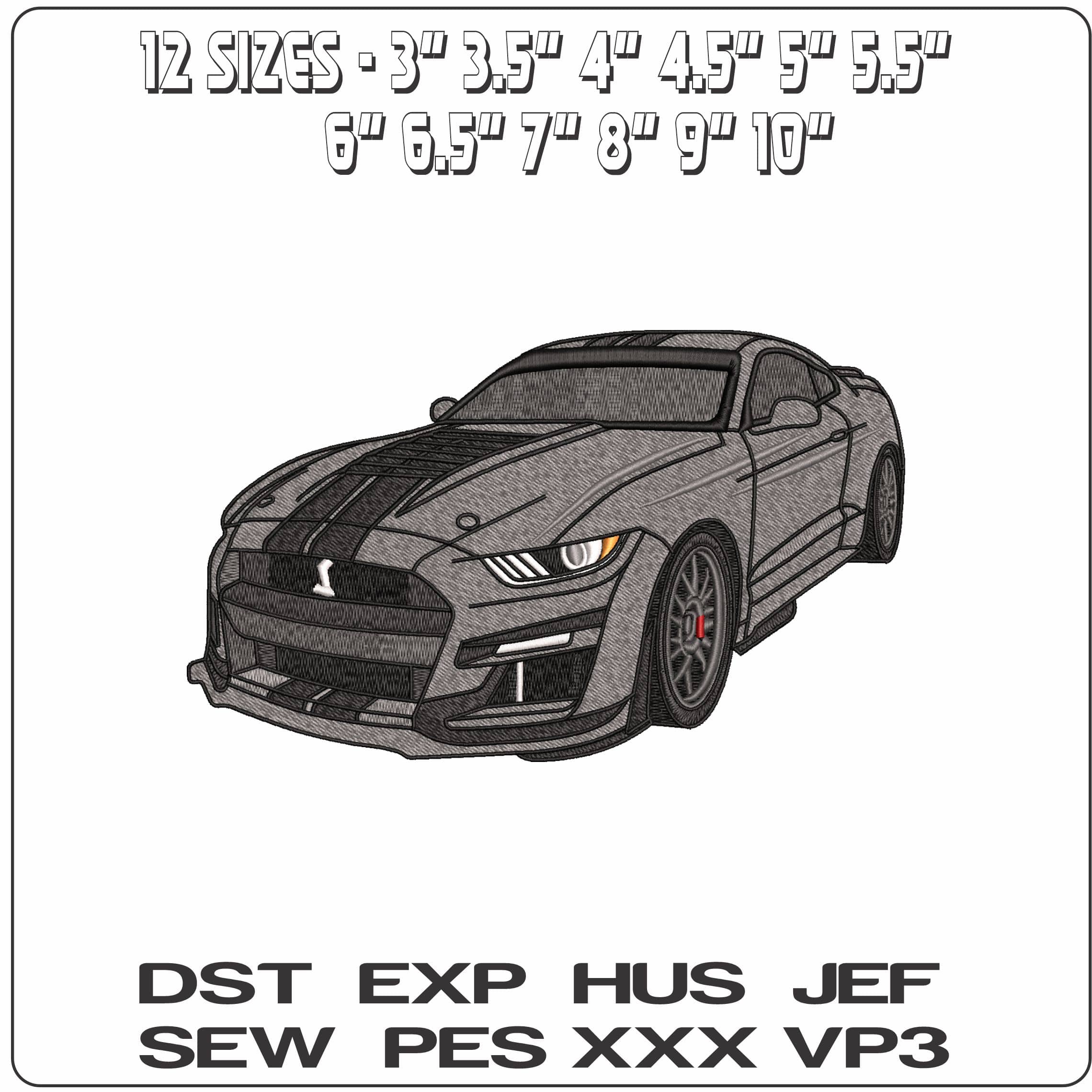 Shelby Mustang  - Elegant embroidery design file-instant download — view 2
